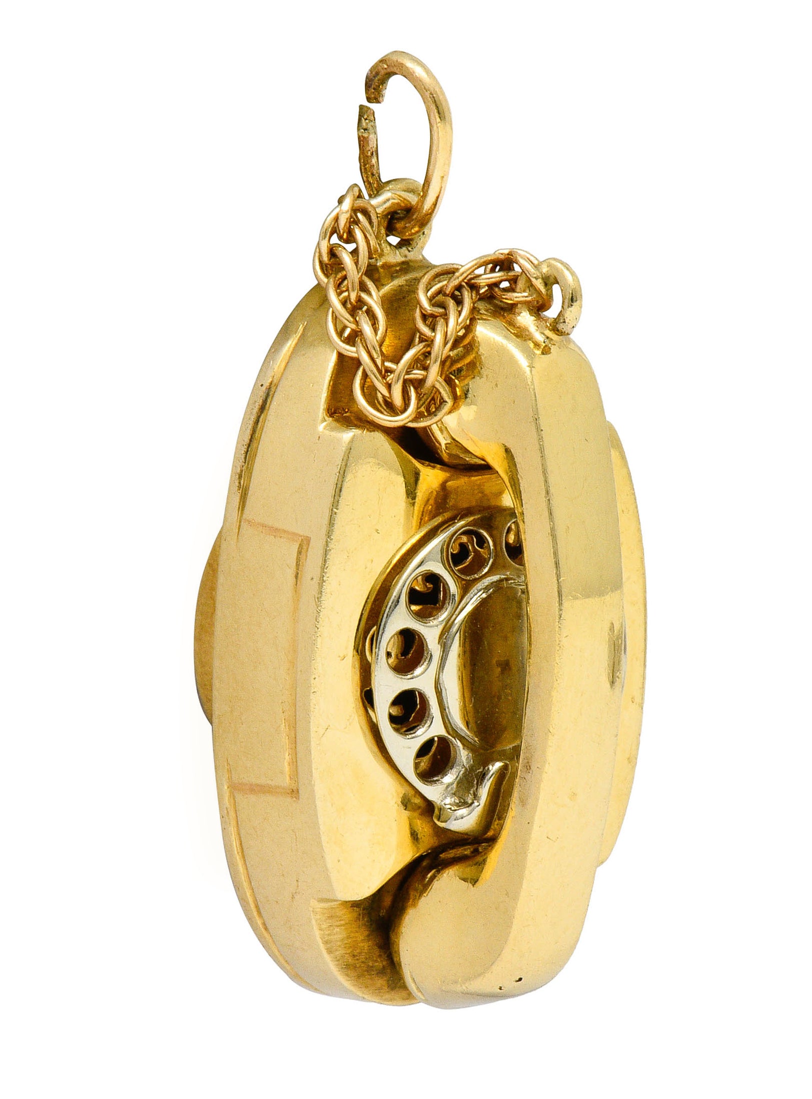 1960's Litacharm Inc. 14 Karat Gold Vintage Telephone Pendant Charmcharm - Wilson's Estate Jewelry