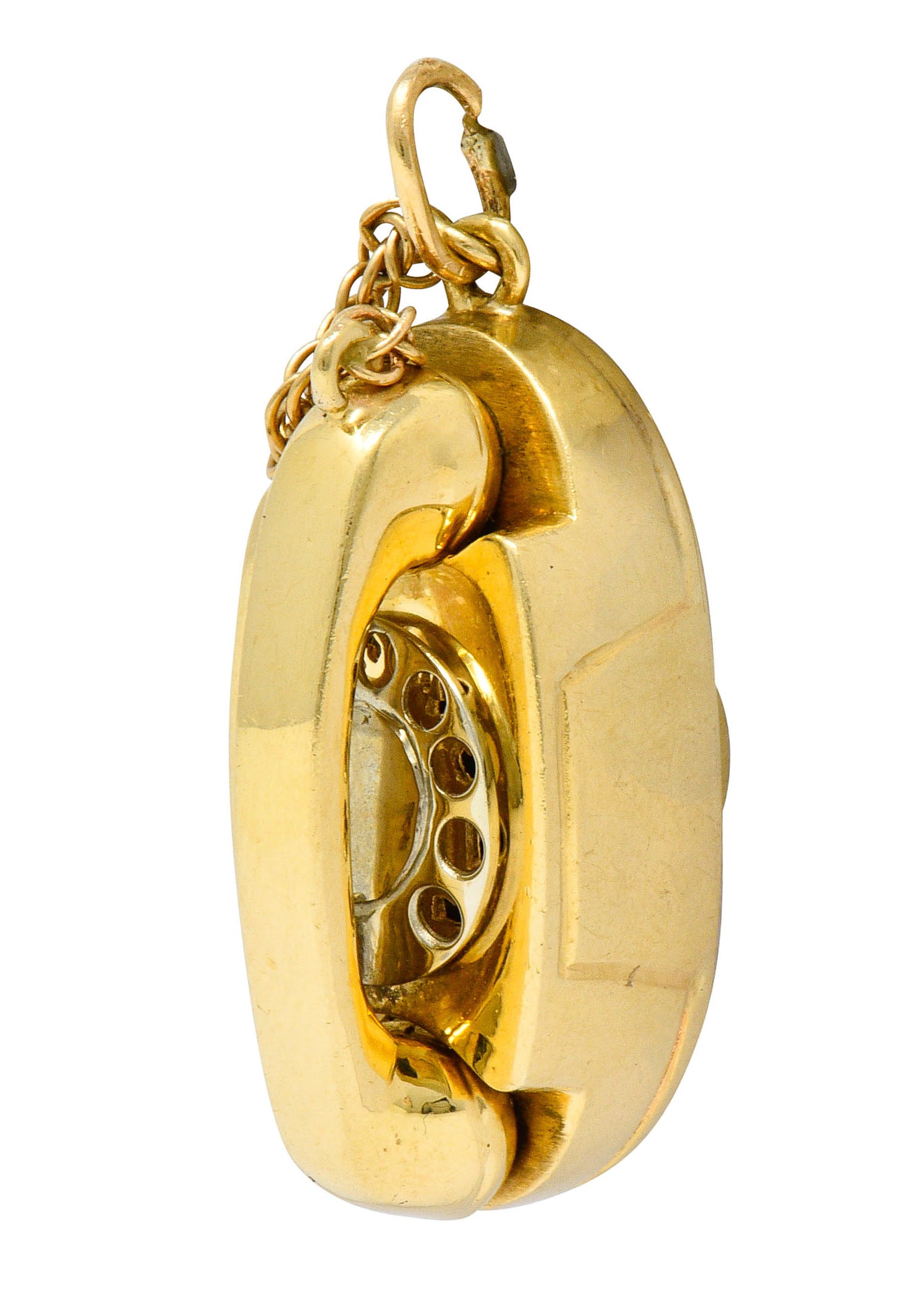 1960's Litacharm Inc. 14 Karat Gold Vintage Telephone Pendant Charmcharm - Wilson's Estate Jewelry