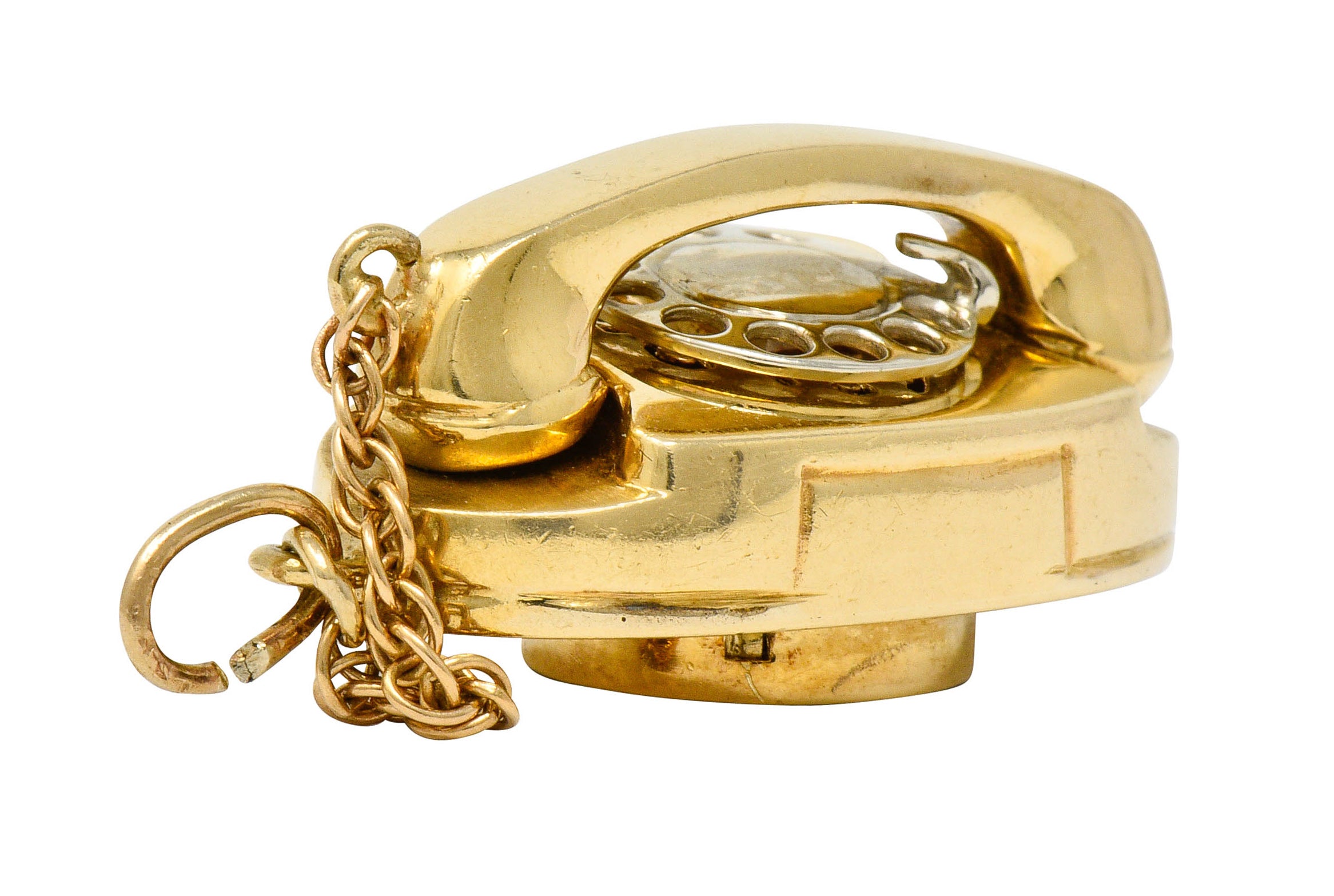 1960's Litacharm Inc. 14 Karat Gold Vintage Telephone Pendant Charmcharm - Wilson's Estate Jewelry