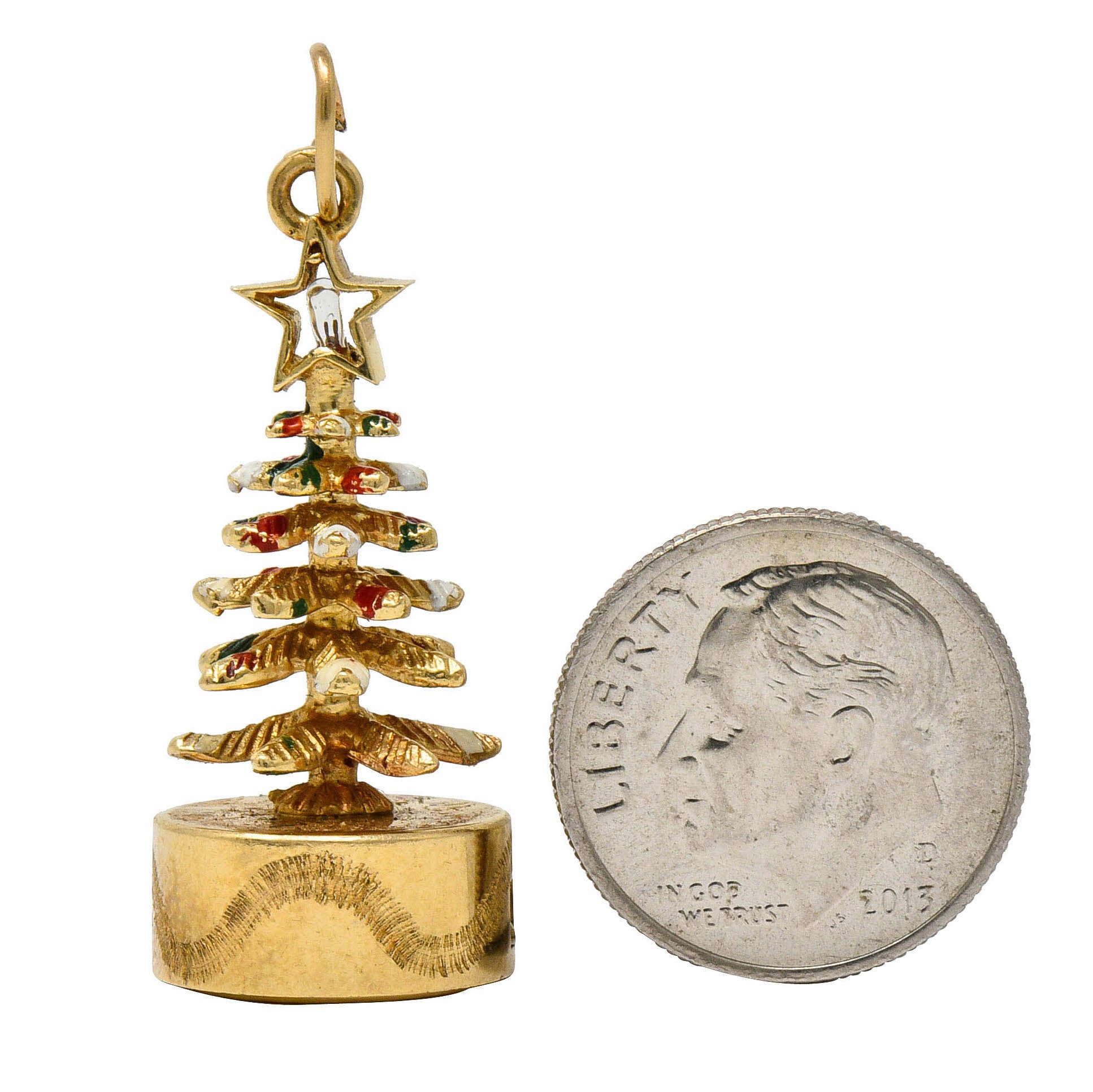 1960's Litacharm Inc. Vintage 14 Karat Gold Christmas Tree Charmcharm - Wilson's Estate Jewelry