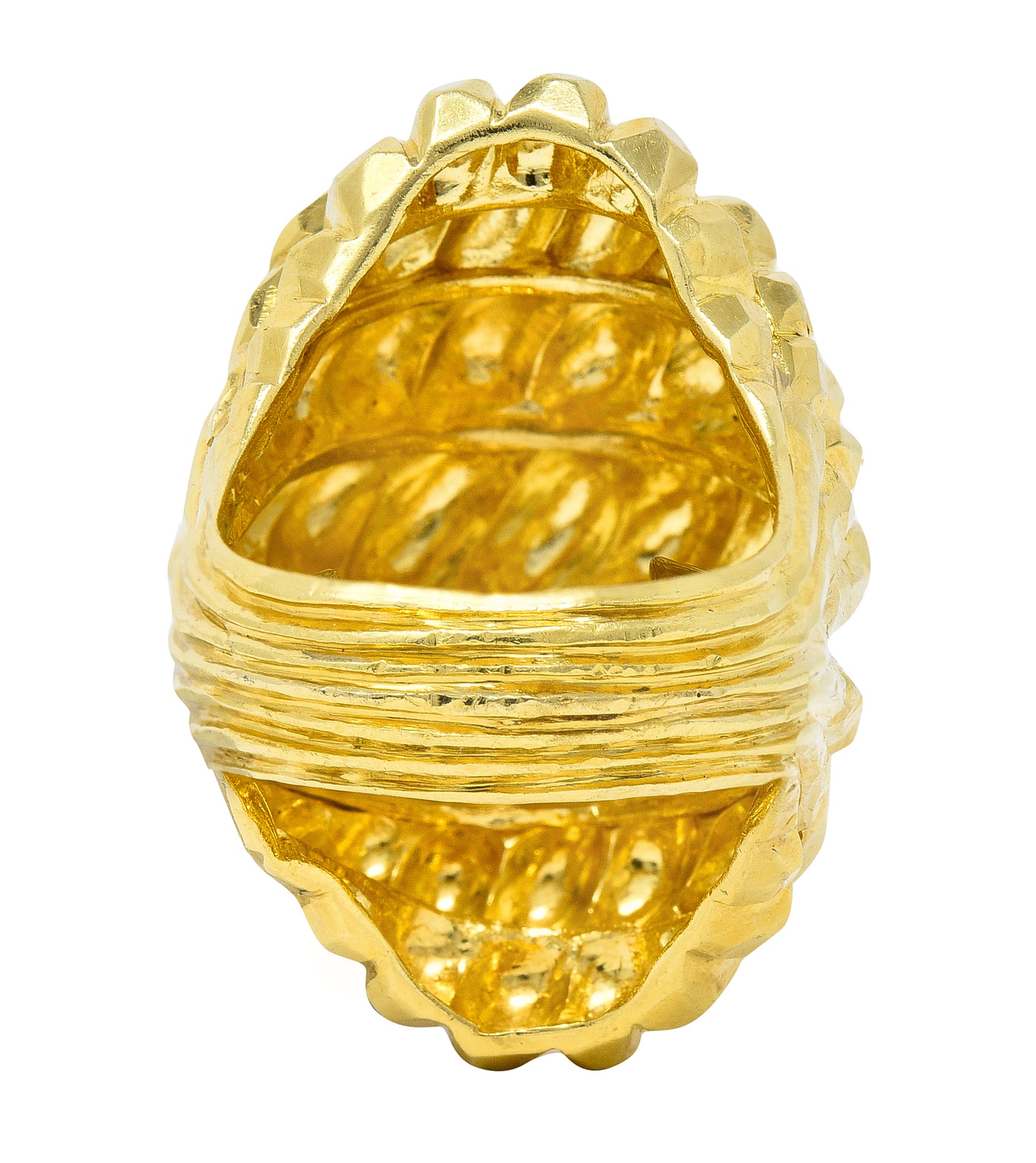 Henry Dunay 1970's 18 Karat Yellow Gold Faceted Vintage Dome Ring Wilson's Estate Jewelry