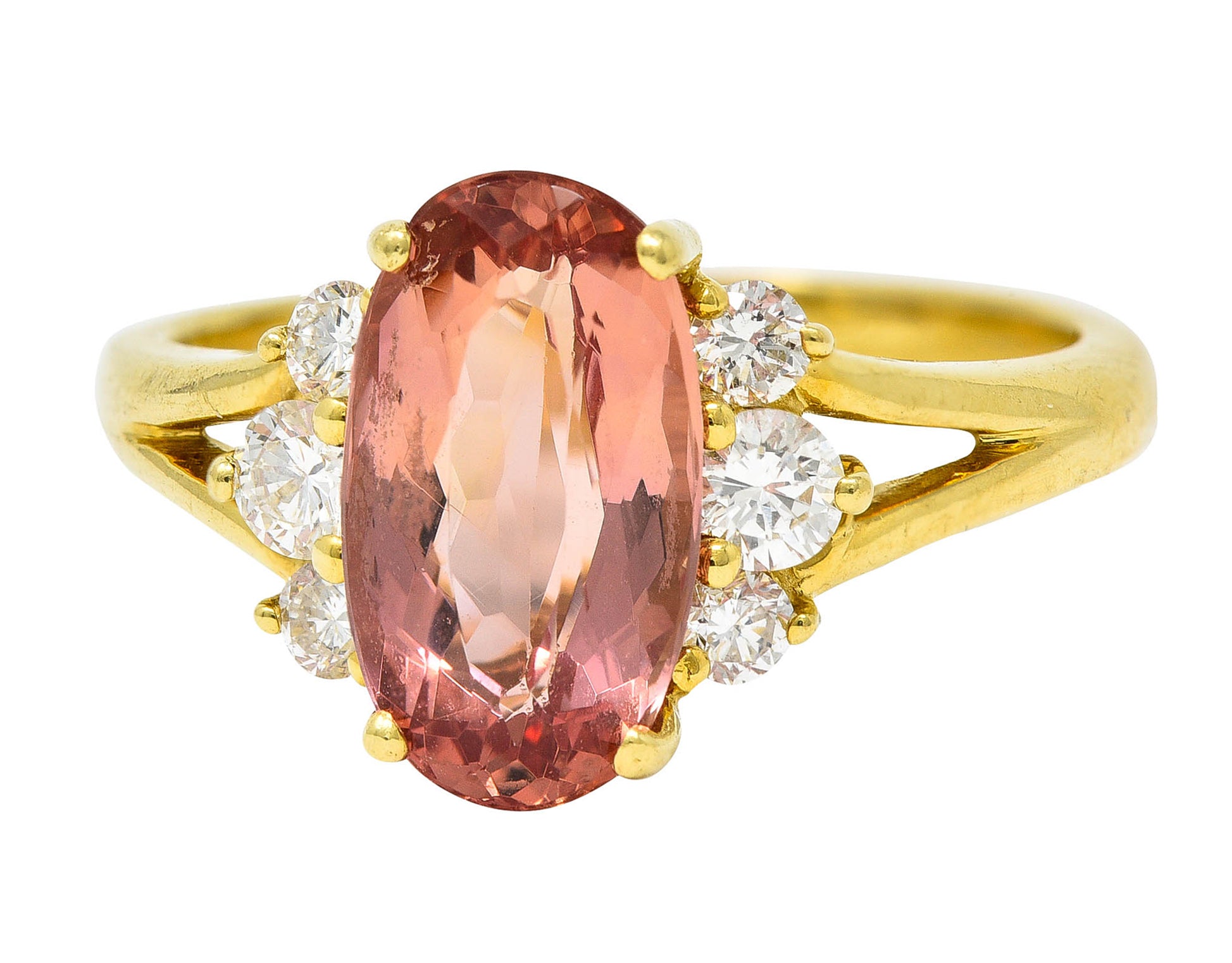 Vintage 2.95 CTW Imperial Topaz Diamond 18 Karat Gold Gemstone RingRing - Wilson's Estate Jewelry