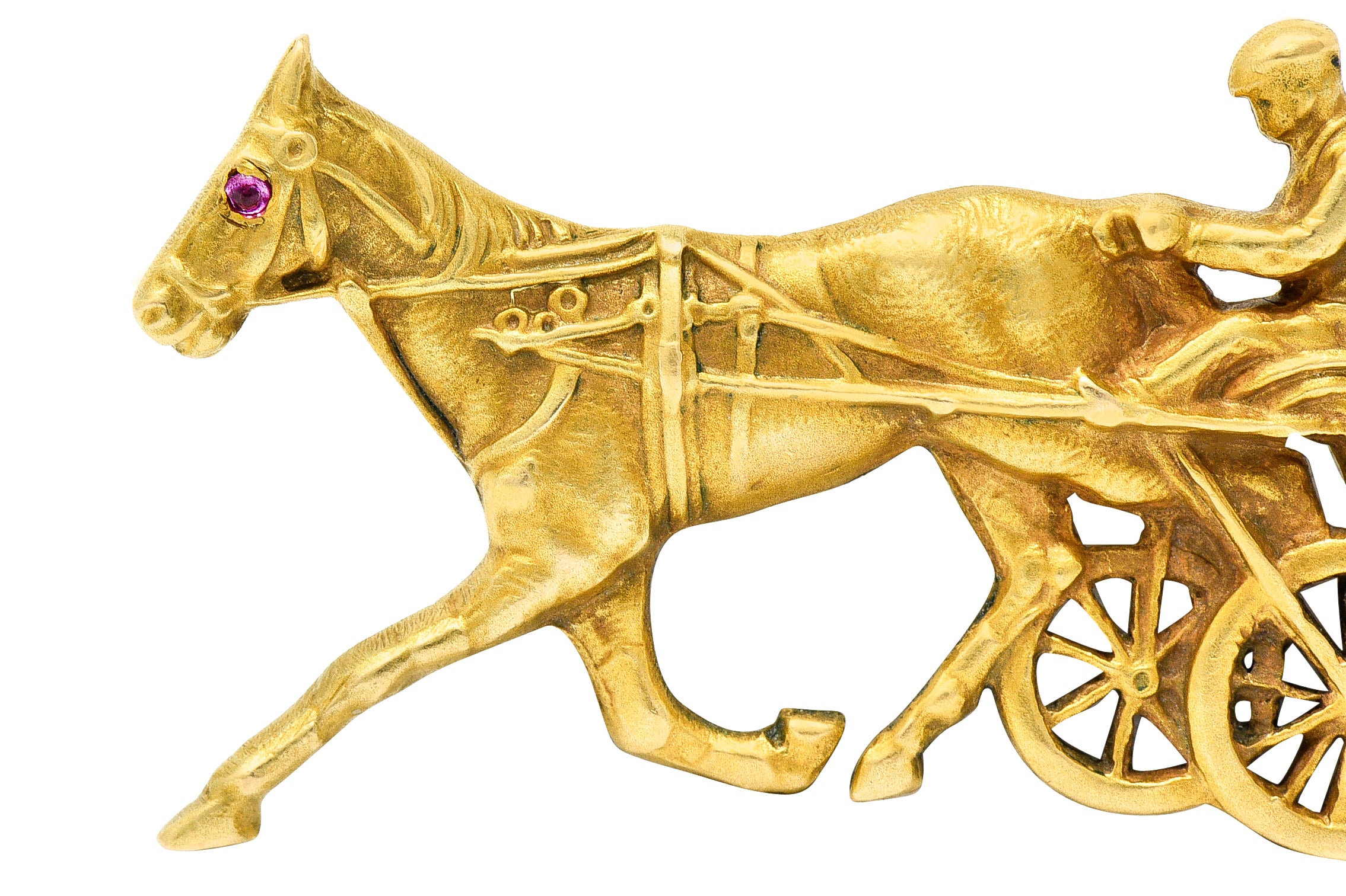 Victorian Ruby 14 Karat Gold Driving Horse Brooch Circa 1900Brooch - Wilson's Estate Jewelry