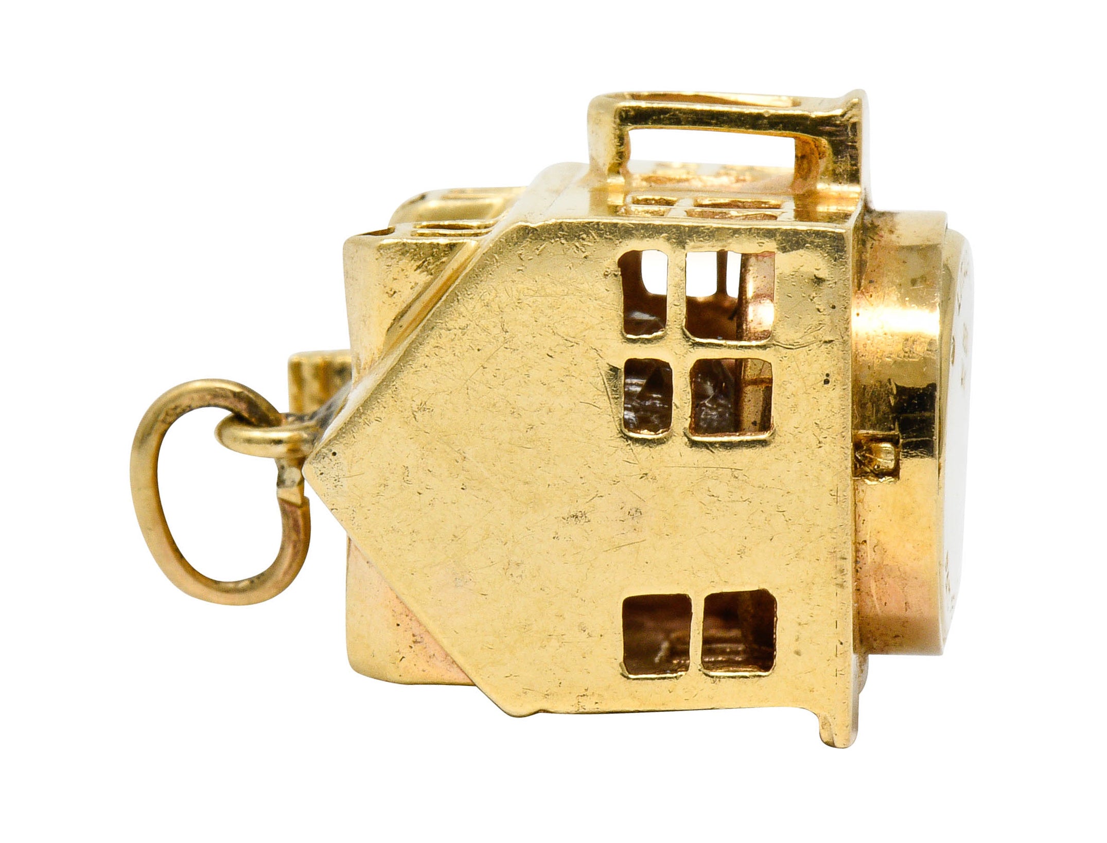 1960's Litacharm Inc. Vintage 14 Karat Gold House Pendant Charmcharm - Wilson's Estate Jewelry