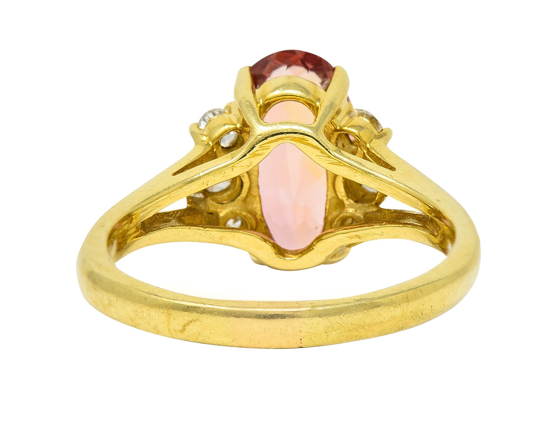 Vintage 2.95 CTW Imperial Topaz Diamond 18 Karat Gold Gemstone RingRing - Wilson's Estate Jewelry