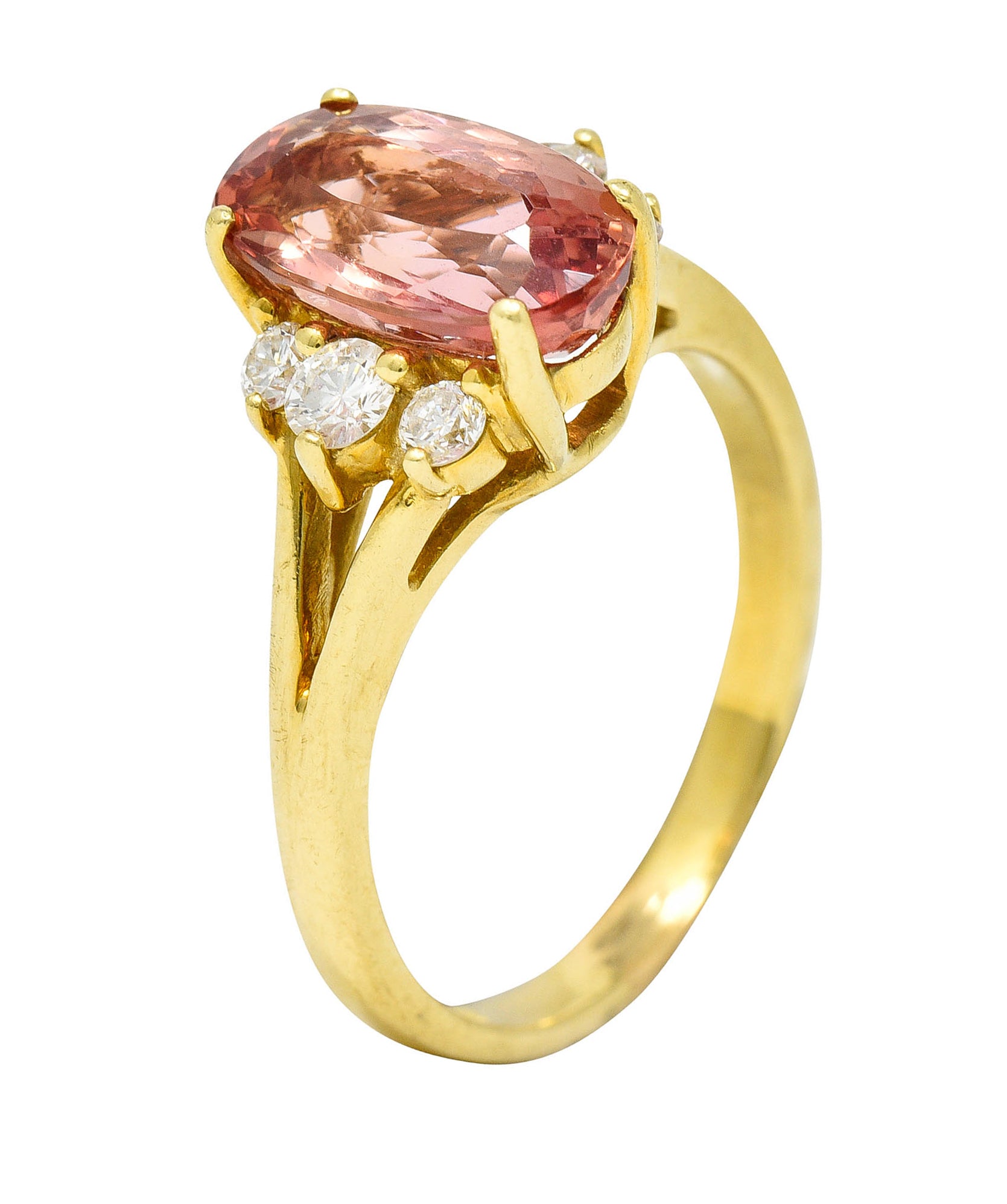 Vintage 2.95 CTW Imperial Topaz Diamond 18 Karat Gold Gemstone RingRing - Wilson's Estate Jewelry