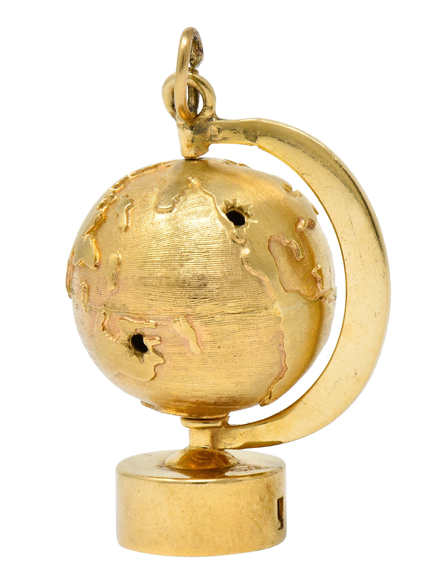 1960's Litacharm Inc. Vintage 14 Karat Gold Globe Pendant Charmcharm - Wilson's Estate Jewelry