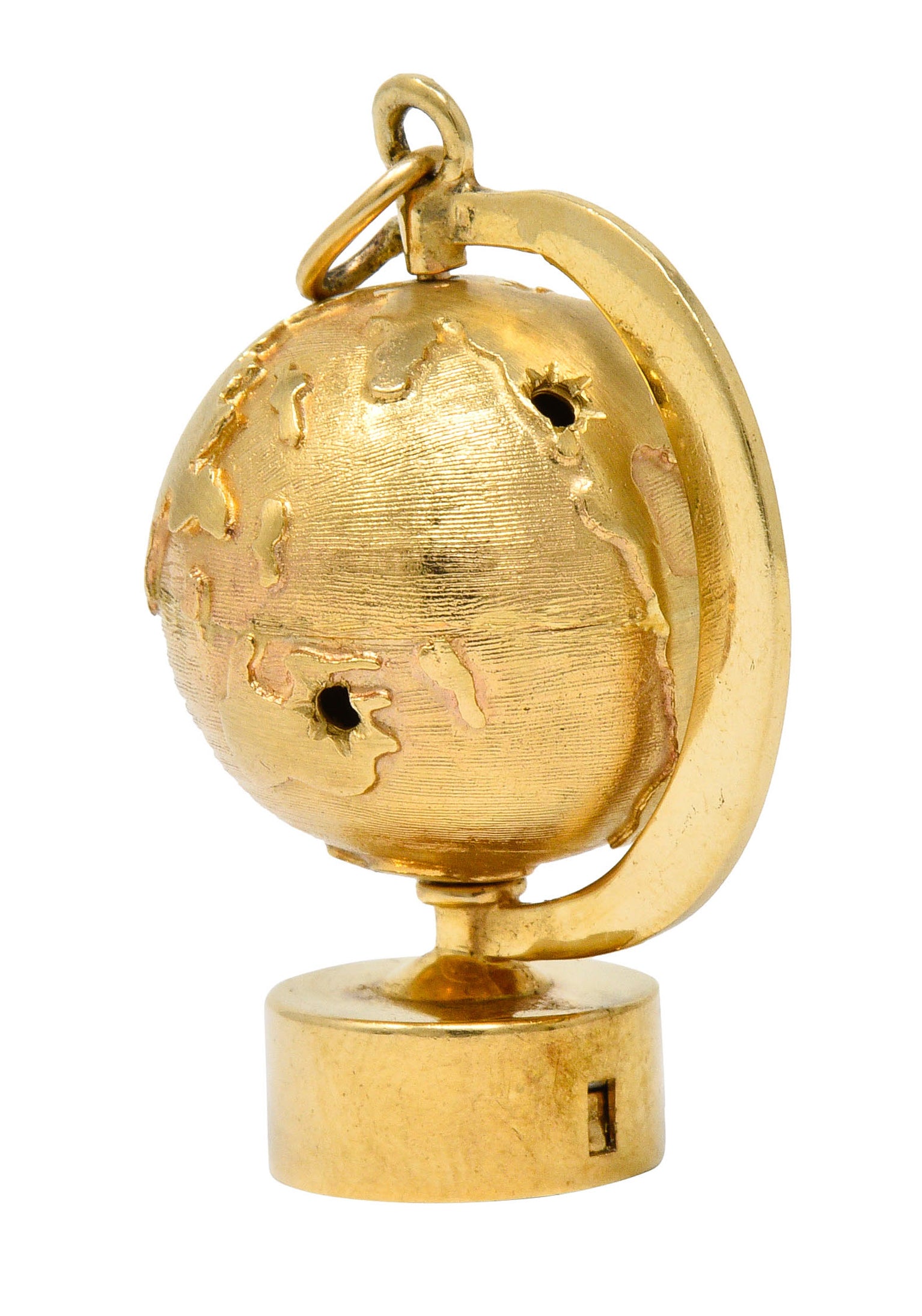 1960's Litacharm Inc. Vintage 14 Karat Gold Globe Pendant Charmcharm - Wilson's Estate Jewelry