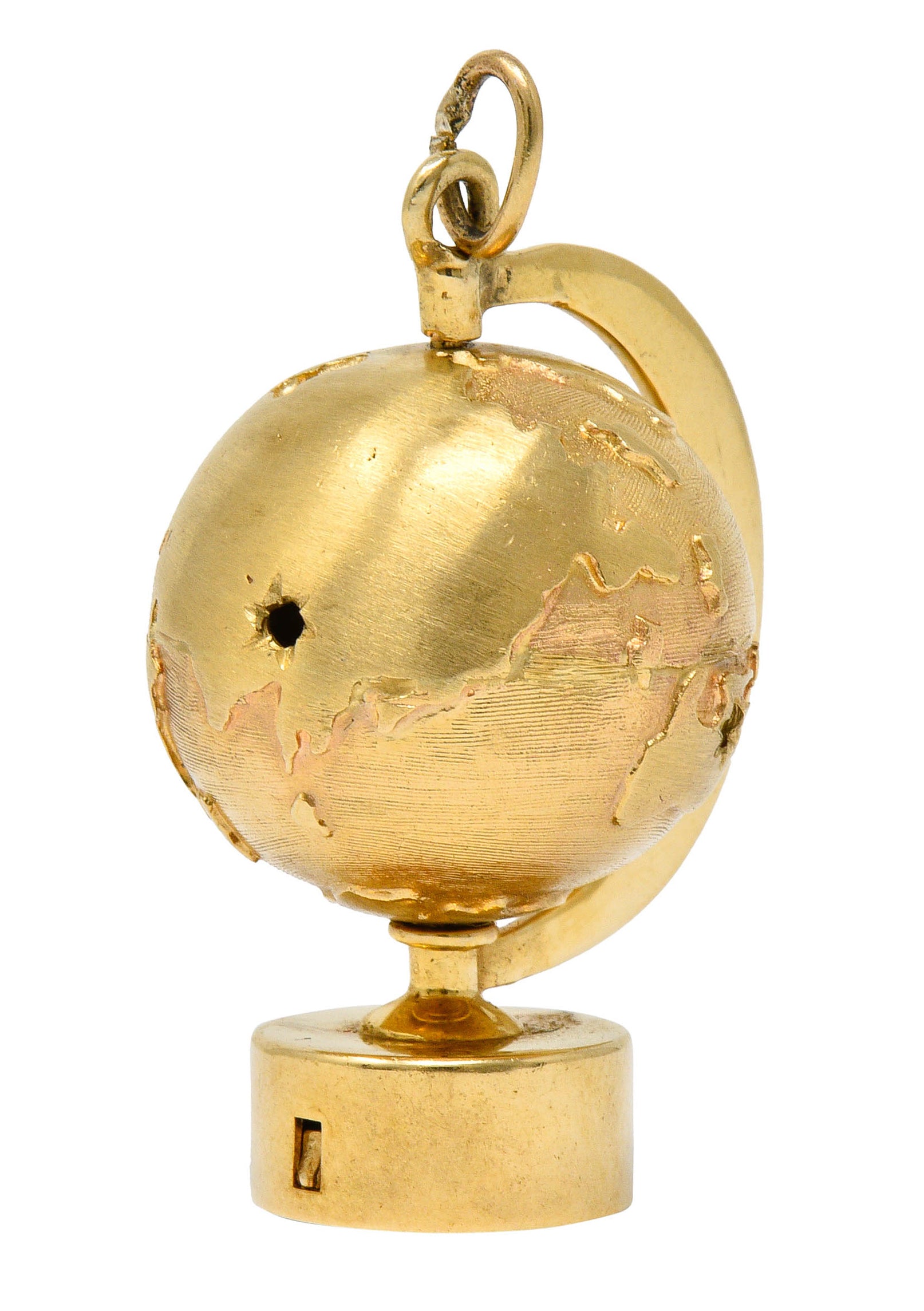 1960's Litacharm Inc. Vintage 14 Karat Gold Globe Pendant Charmcharm - Wilson's Estate Jewelry