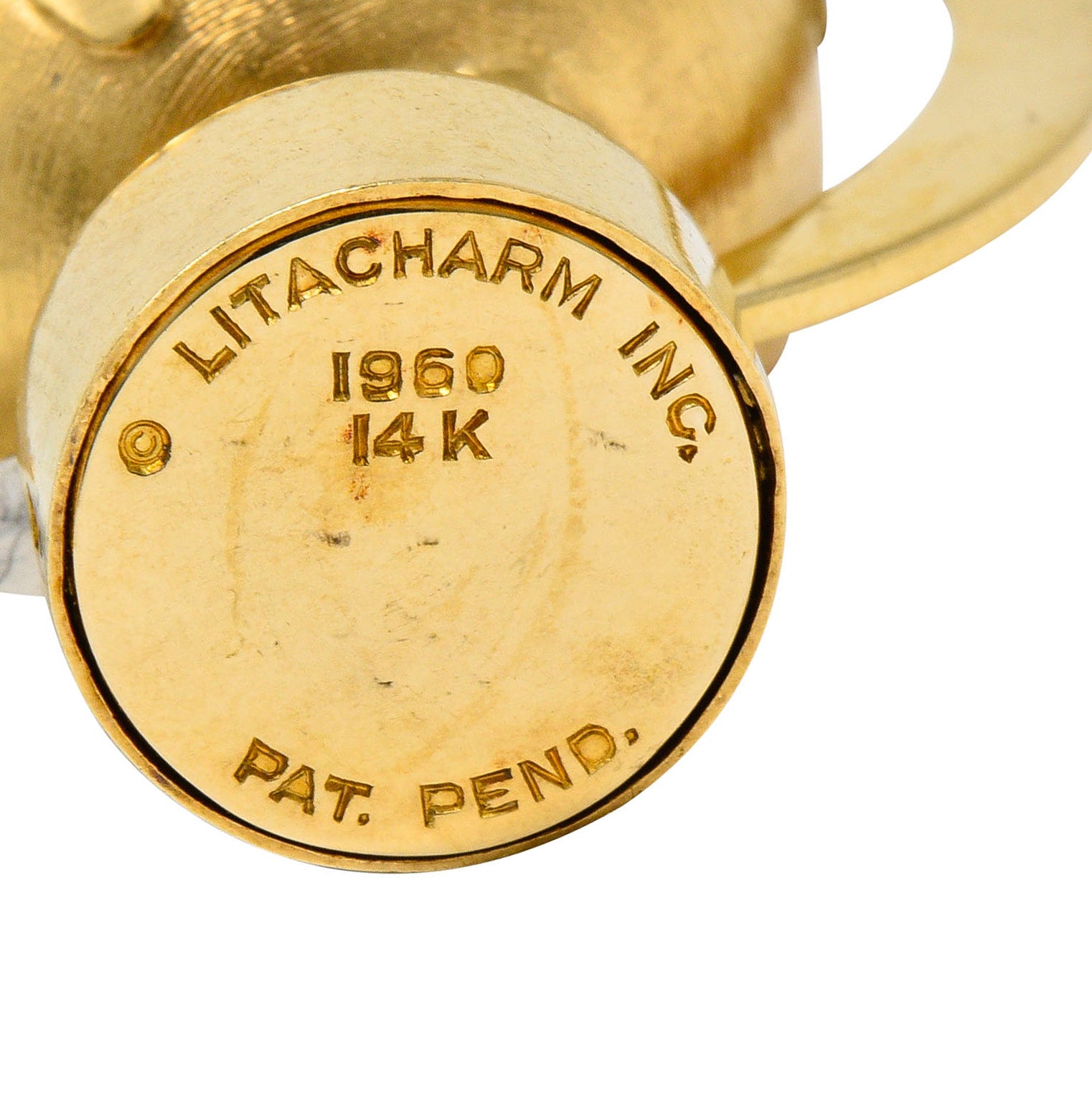 1960's Litacharm Inc. Vintage 14 Karat Gold Globe Pendant Charmcharm - Wilson's Estate Jewelry