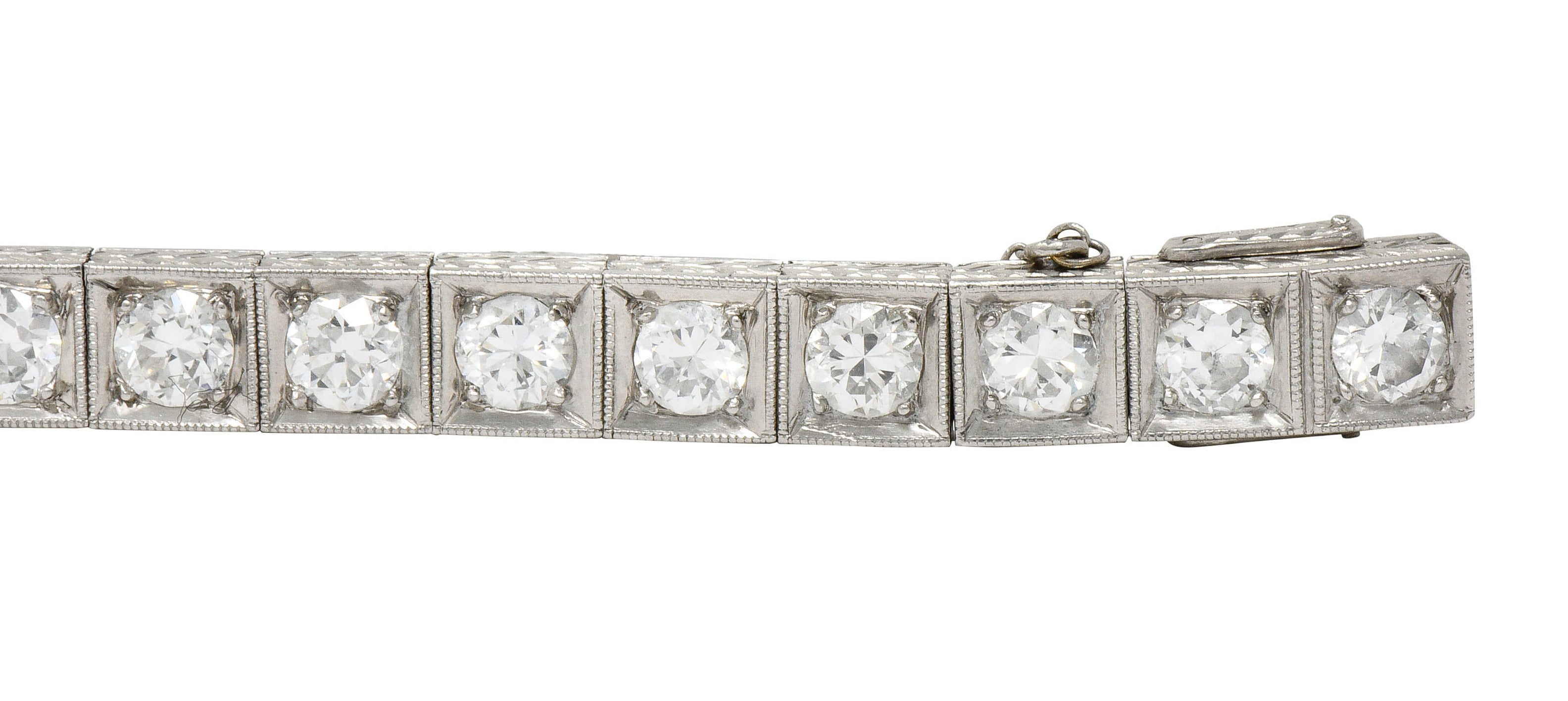 1930's Art Deco 5.90 CTW Diamond Platinum Line Braceletbracelet - Wilson's Estate Jewelry