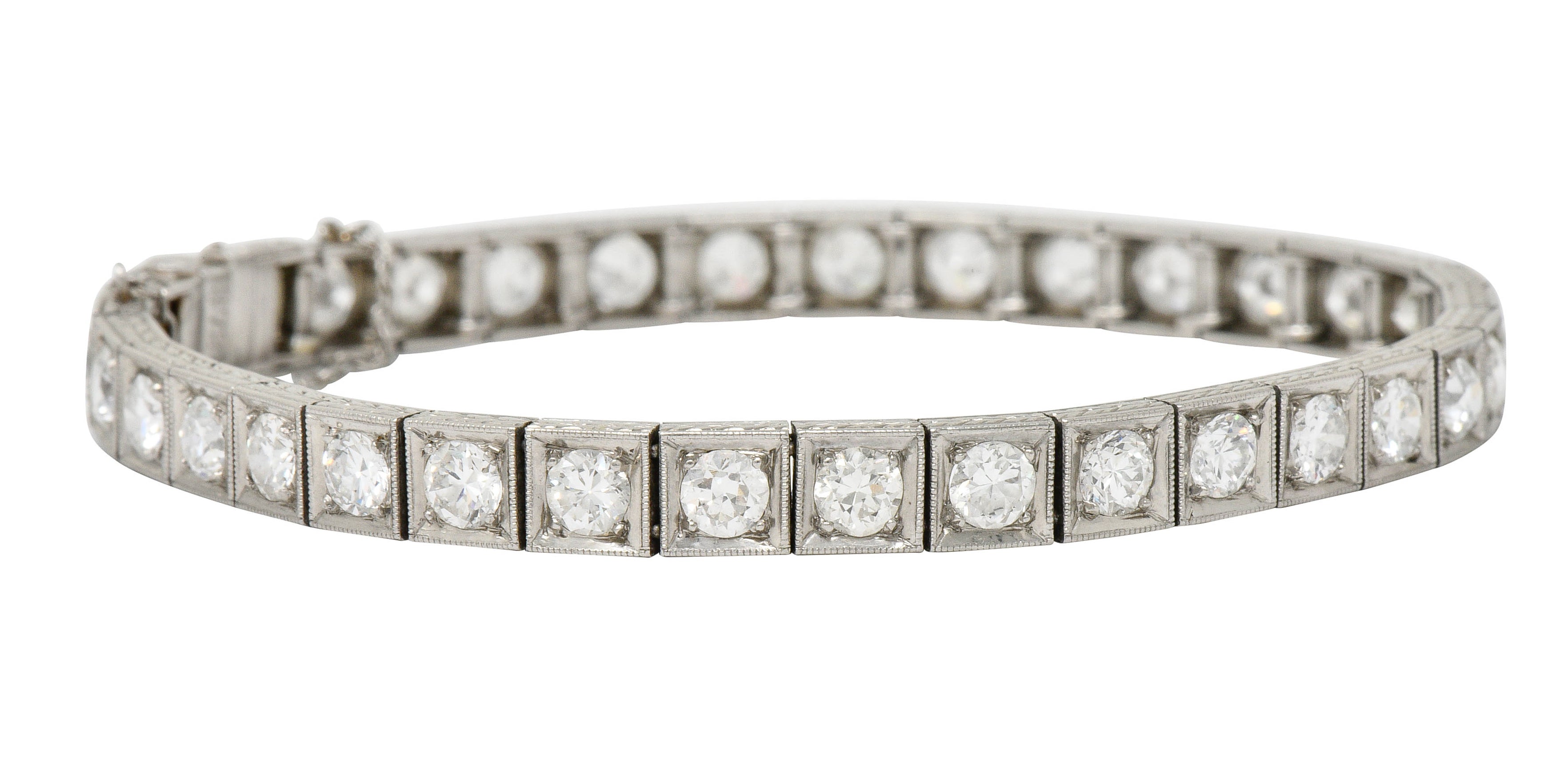 1930's Art Deco 5.90 CTW Diamond Platinum Line Braceletbracelet - Wilson's Estate Jewelry