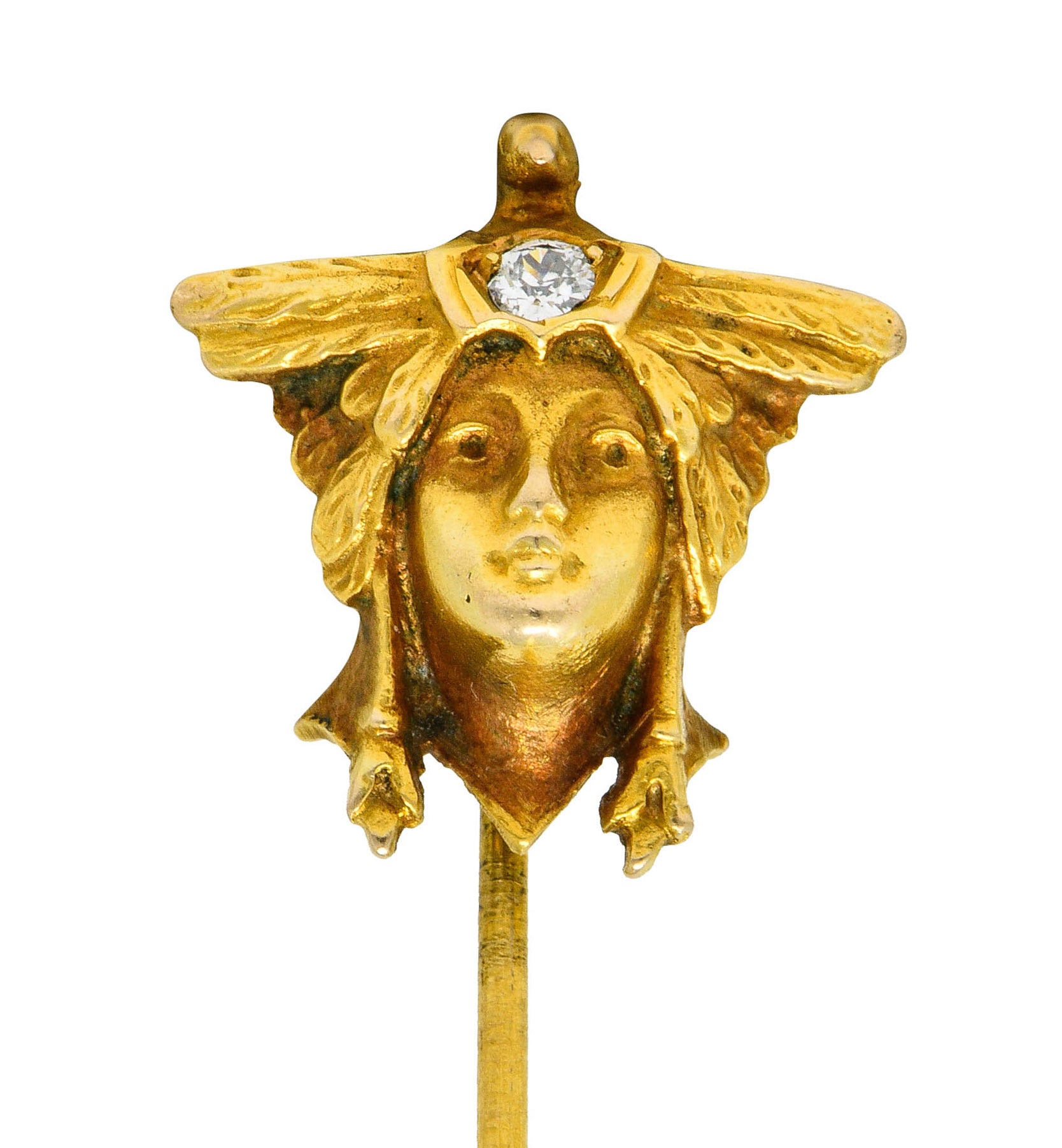 Art Nouveau Diamond 14 Karat Gold Siberian Shaman Stickpin - Wilson's Estate Jewelry