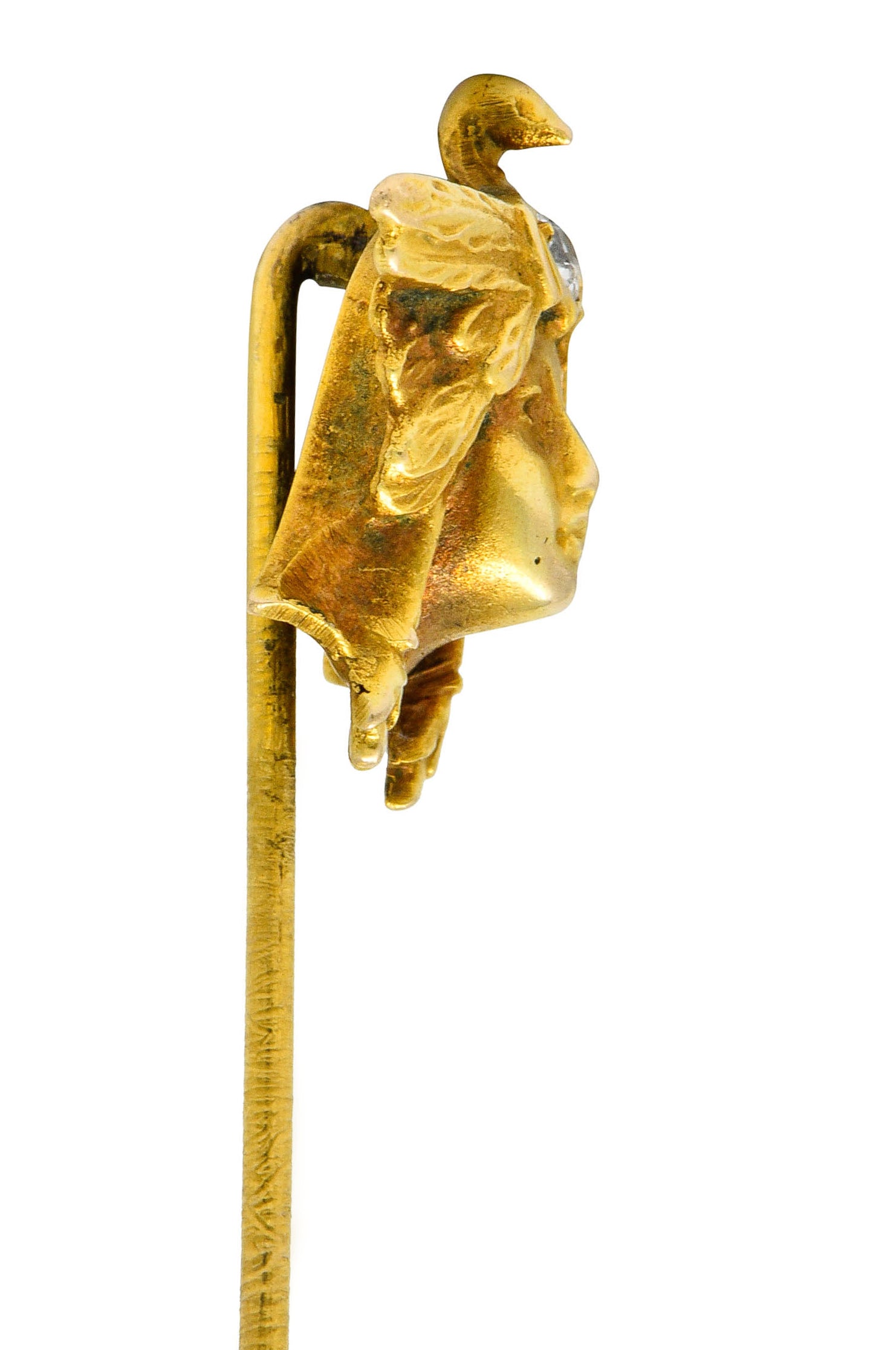 Art Nouveau Diamond 14 Karat Gold Siberian Shaman Stickpin - Wilson's Estate Jewelry