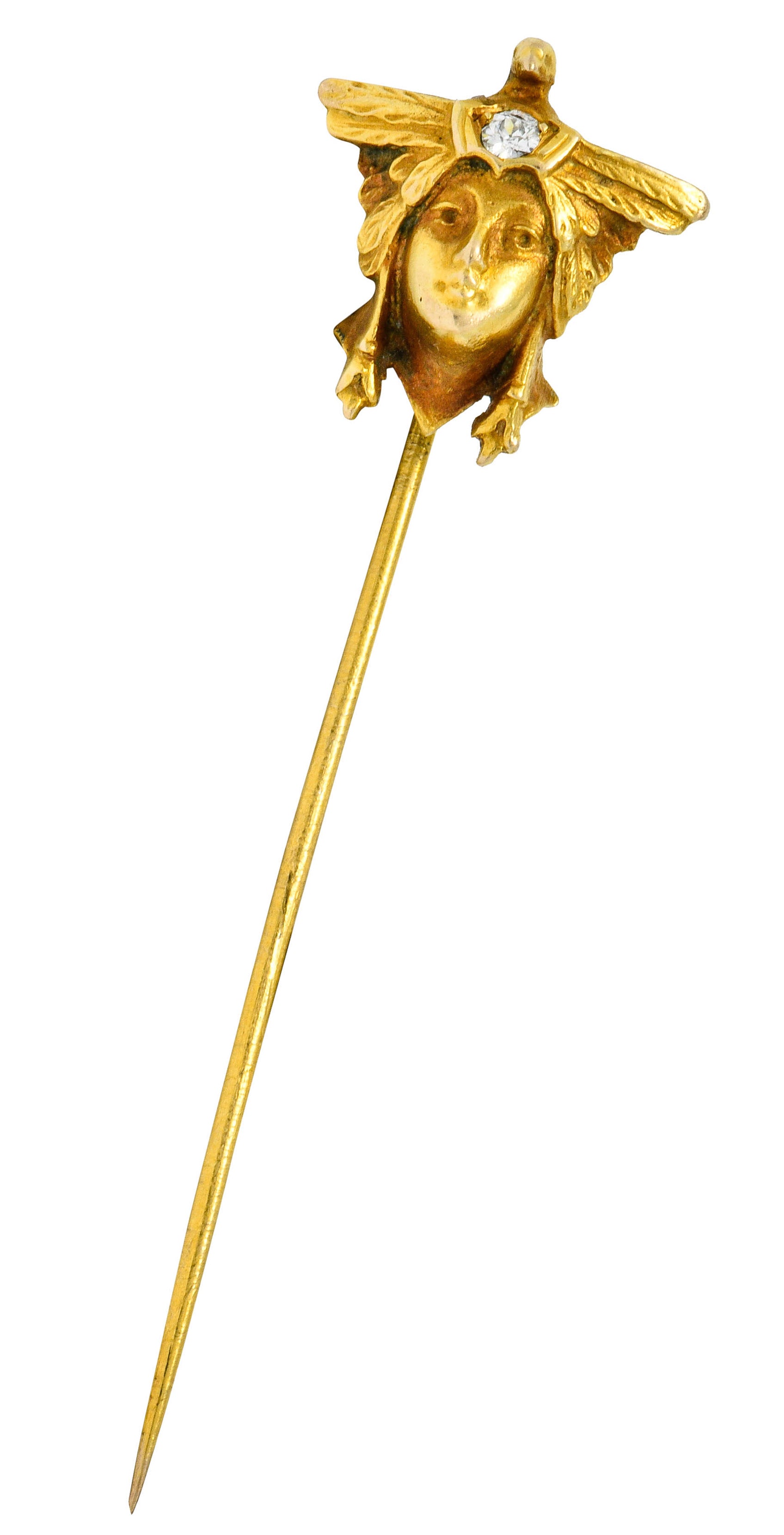 Art Nouveau Diamond 14 Karat Gold Siberian Shaman Stickpin - Wilson's Estate Jewelry