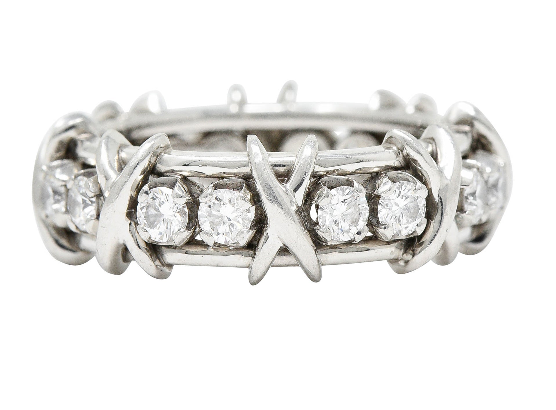 Schlumberger Tiffany & Co. 1.15 CTW Diamond Platinum X Band RingRing - Wilson's Estate Jewelry