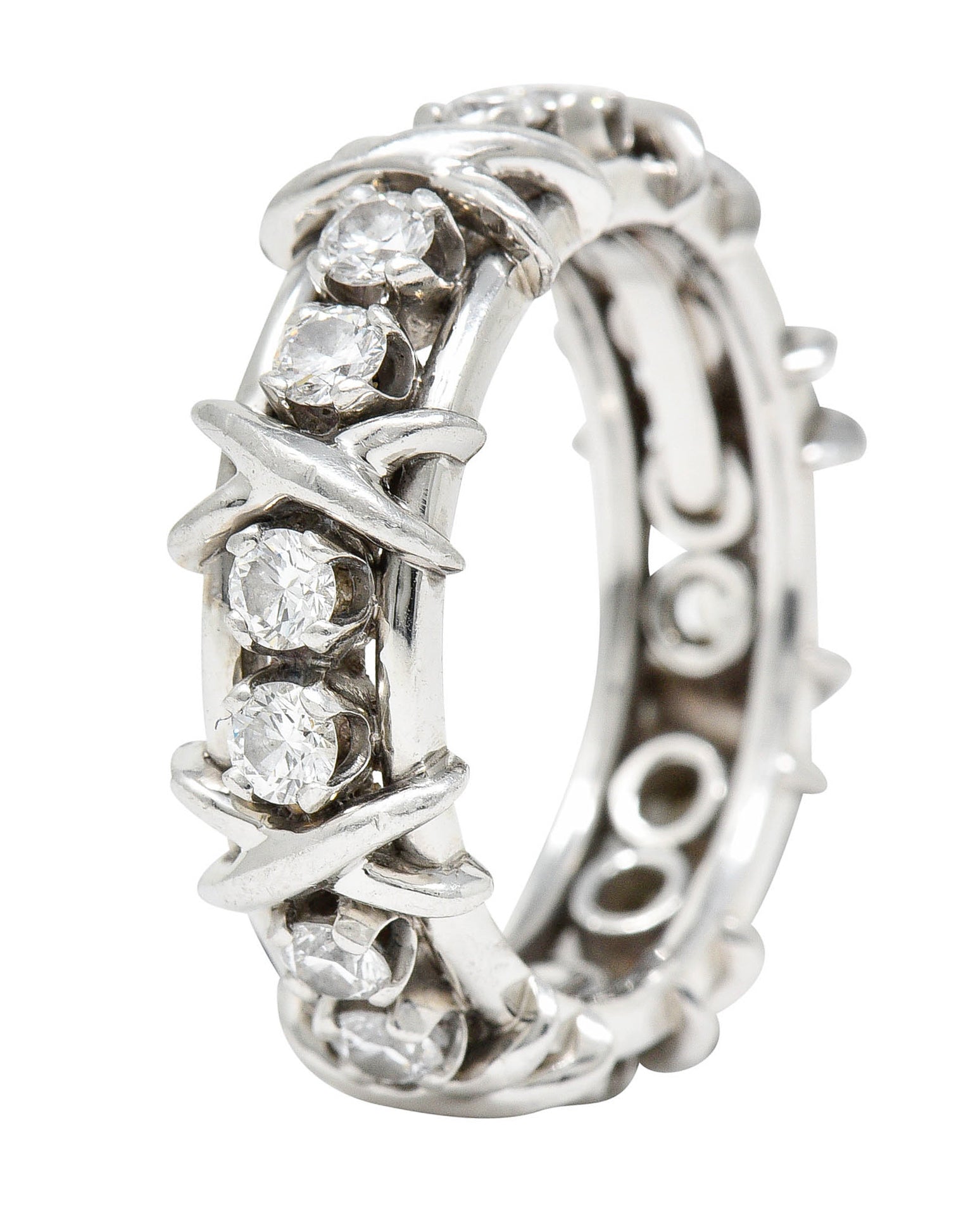 Schlumberger Tiffany & Co. 1.15 CTW Diamond Platinum X Band RingRing - Wilson's Estate Jewelry