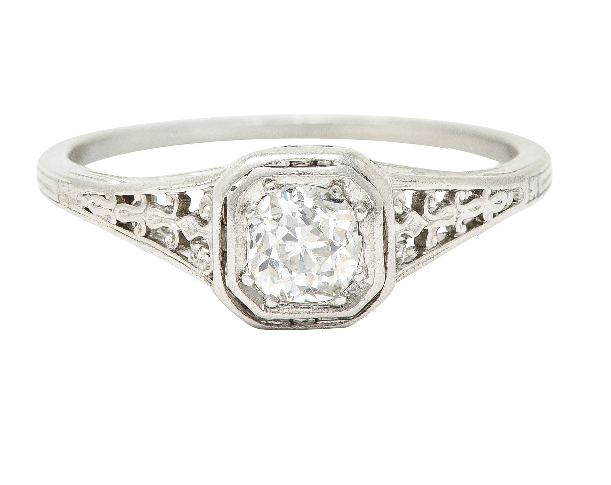 Jones & Woodland 0.35 CTW Old Mine Diamond Platinum Engagement Ring Wilson's Estate Jewelry