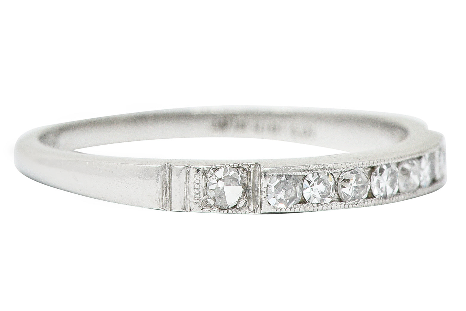 1938 Art Deco Diamond Platinum Anniversary Band Ringring - Wilson's Estate Jewelry