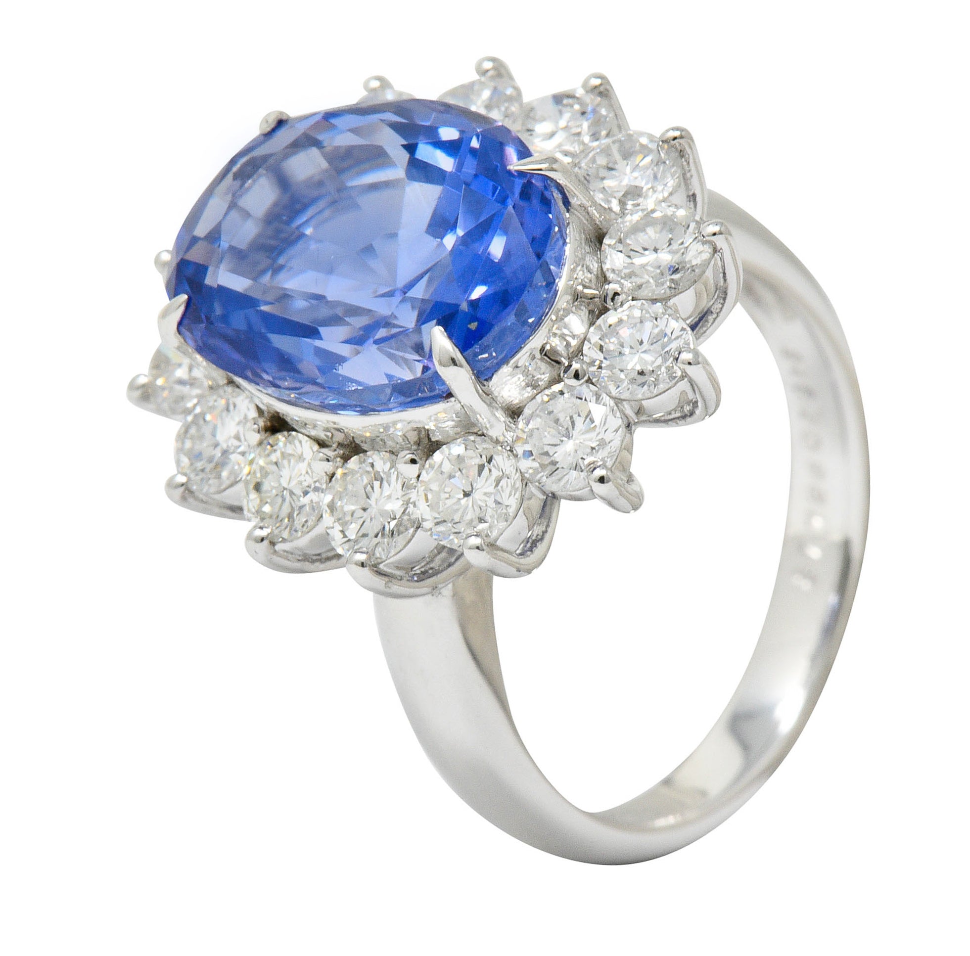 9.63 CTW No Heat Ceylon Sapphire Diamond Platinum Cluster Ring GIARing - Wilson's Estate Jewelry