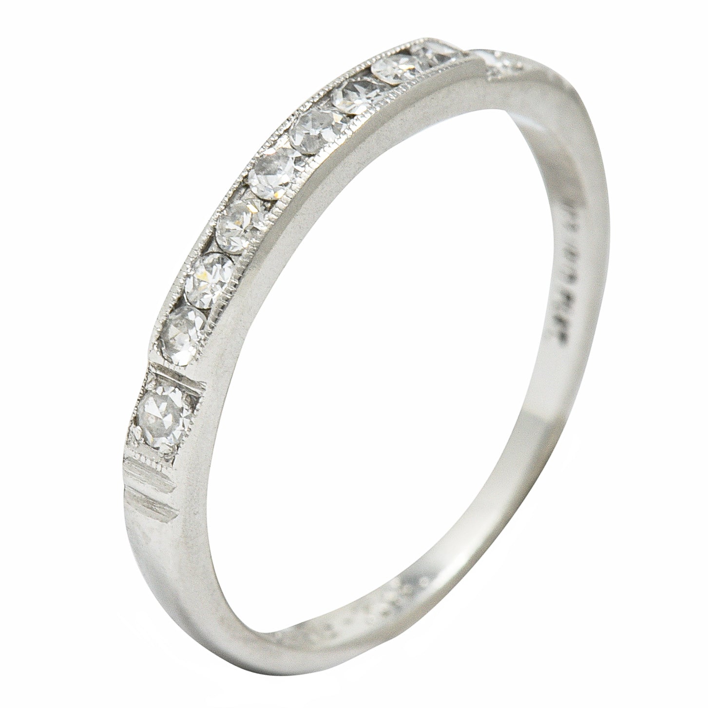 1938 Art Deco Diamond Platinum Anniversary Band Ringring - Wilson's Estate Jewelry