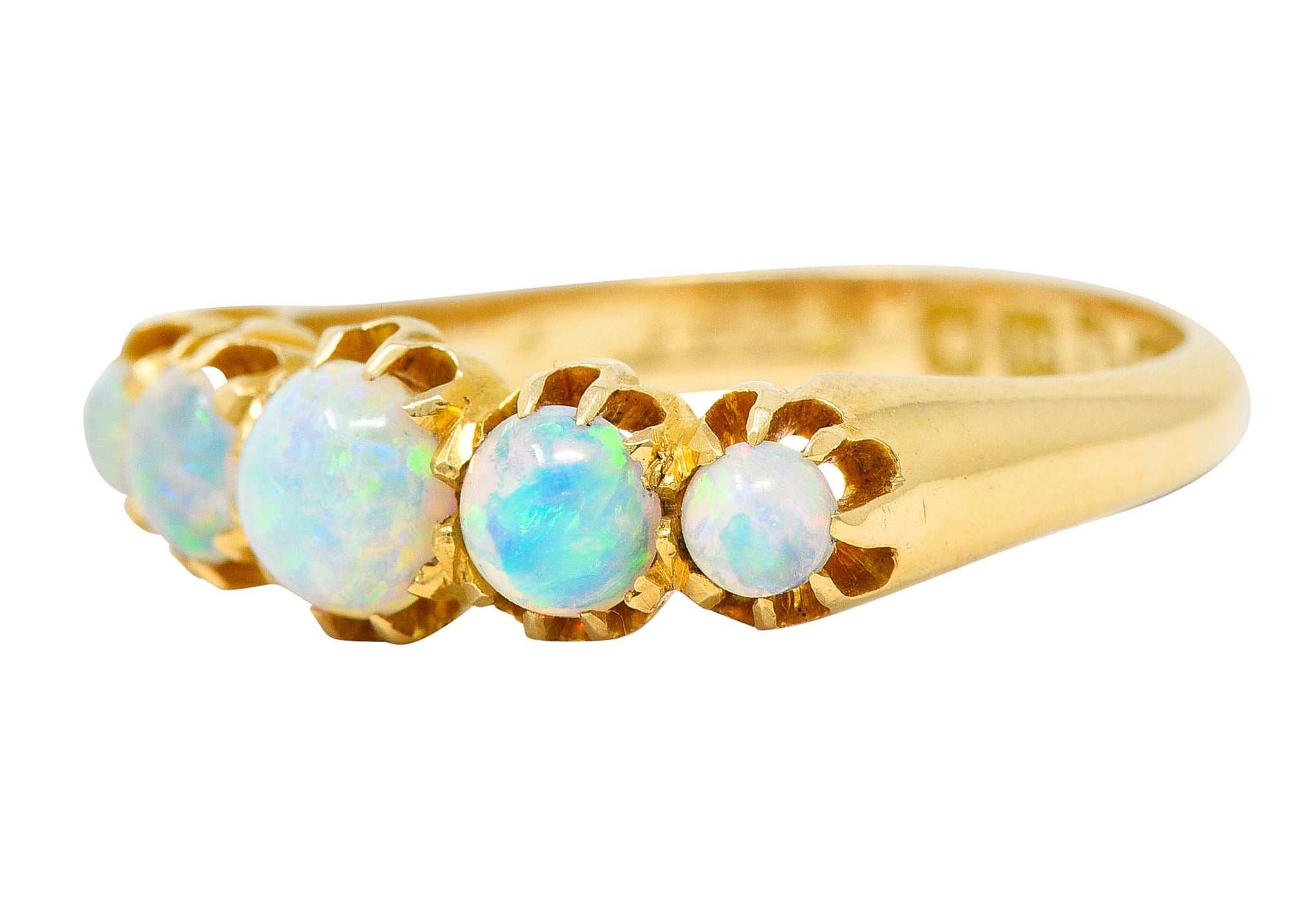 1960's Vintage British Opal 18 Karat Gold Five Stone RingRing - Wilson's Estate Jewelry