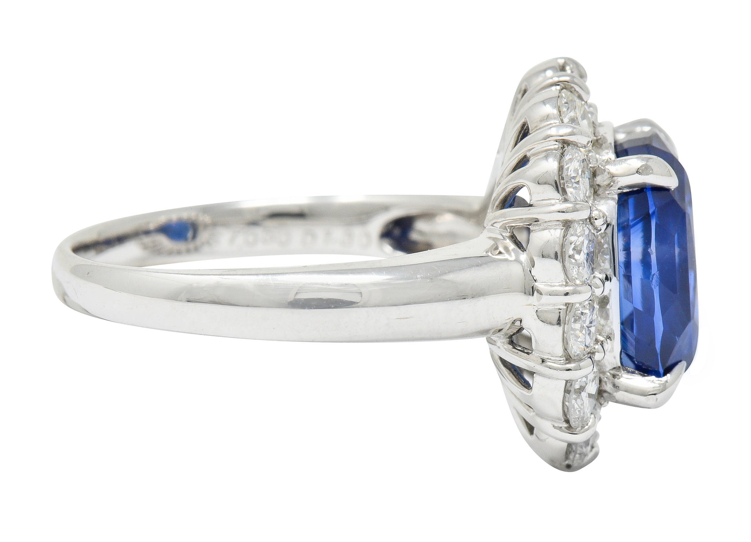 Contemporary 8.35 CTW Sapphire Diamond Platinum Cluster RingRing - Wilson's Estate Jewelry