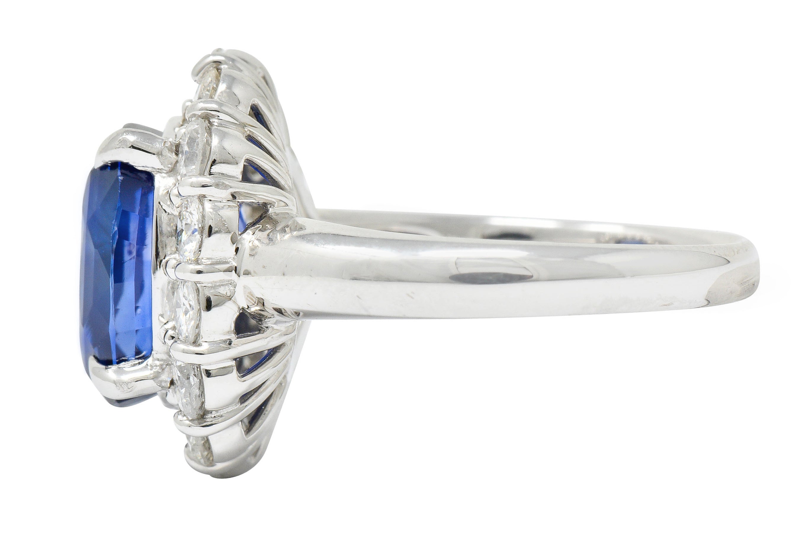 Contemporary 8.35 CTW Sapphire Diamond Platinum Cluster RingRing - Wilson's Estate Jewelry