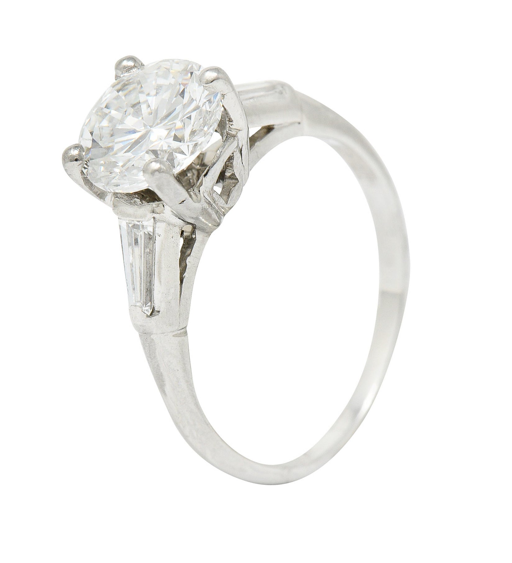 1950's J.E. Caldwell 1.81 CTW Diamond Platinum Three Stone Engagement RingRing - Wilson's Estate Jewelry