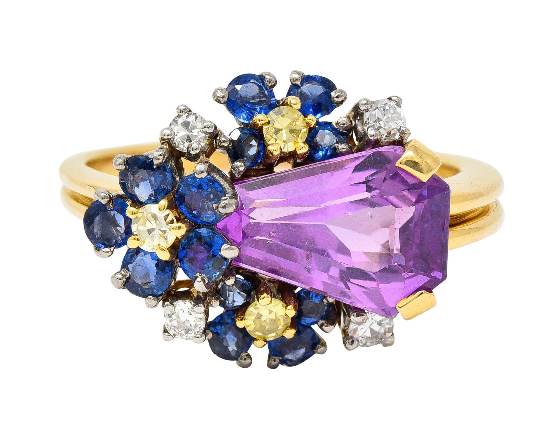 Oscar Heyman 4.24 CTW Lavender Sapphire Diamond Sapphire 18 Karat Gold Cluster RingRing - Wilson's Estate Jewelry