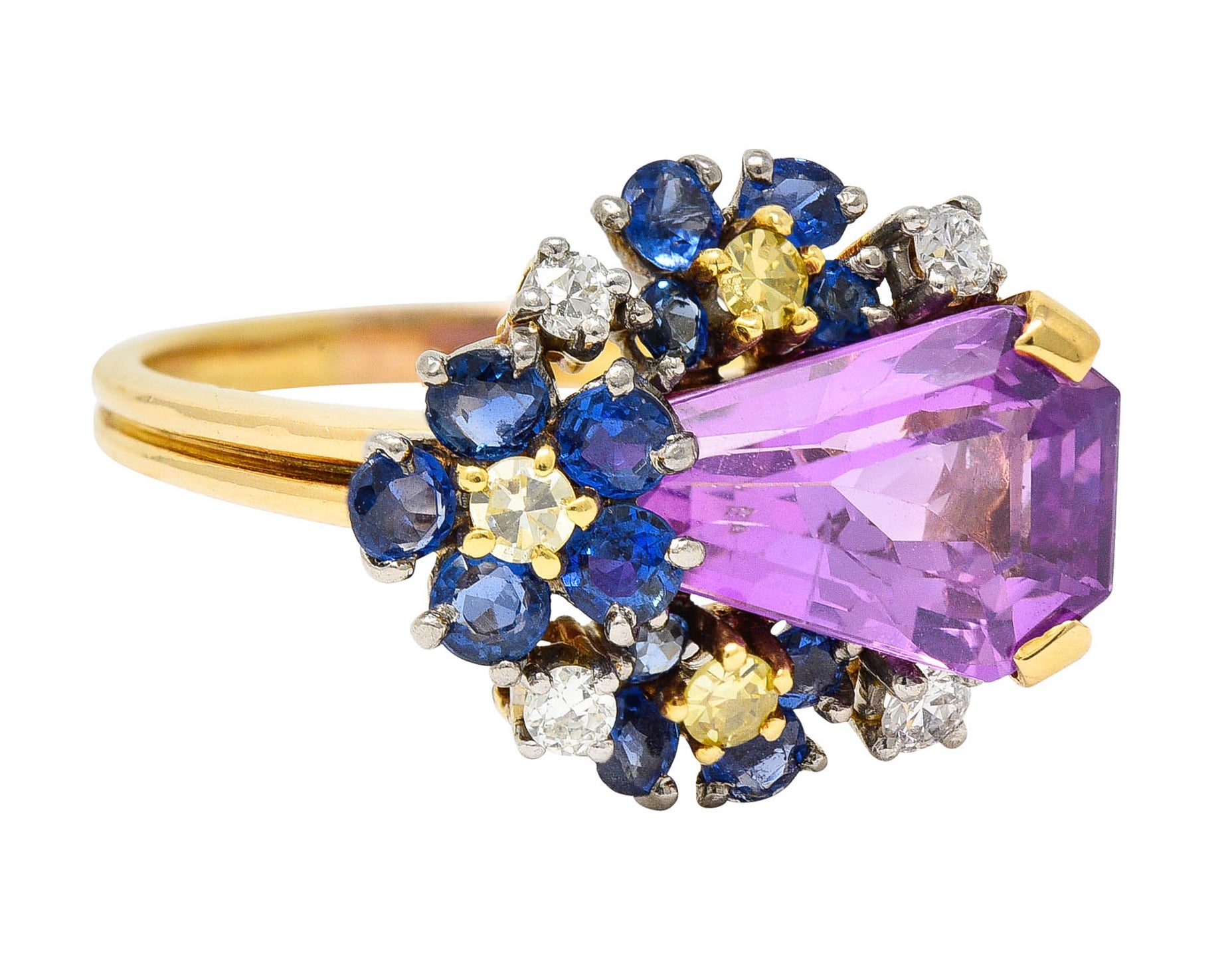 Oscar Heyman 4.24 CTW Lavender Sapphire Diamond Sapphire 18 Karat Gold Cluster RingRing - Wilson's Estate Jewelry