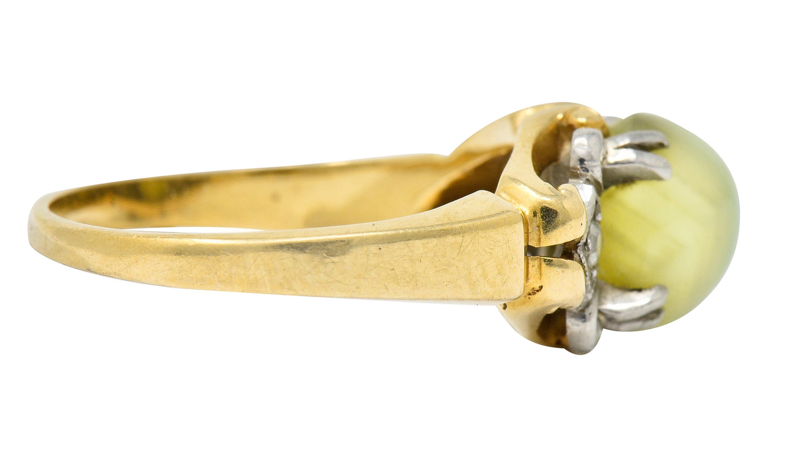 Edwardian Cat's Eye Chrysoberyl Diamond Platinum-Topped 14 Karat Gold RingRing - Wilson's Estate Jewelry