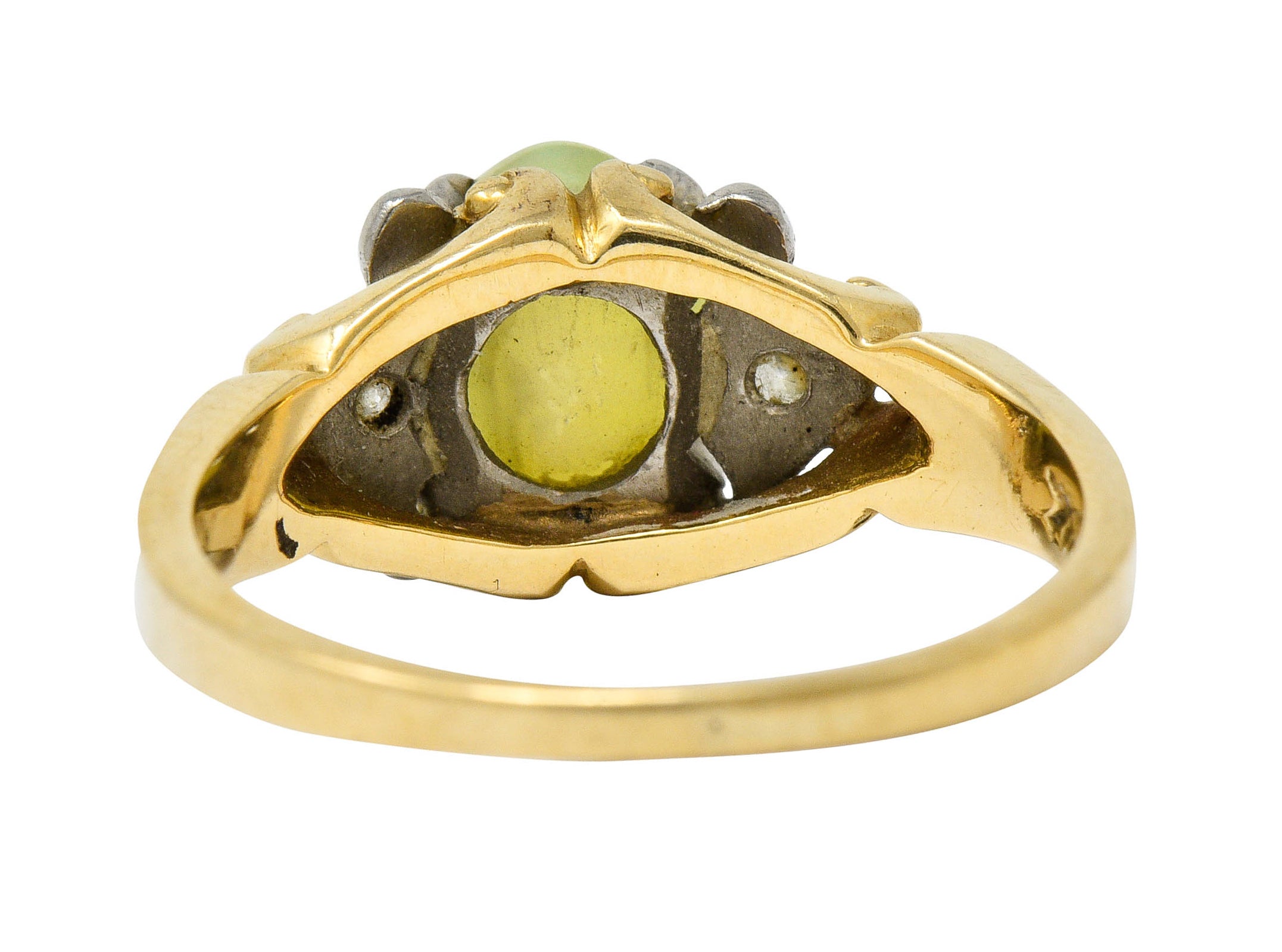 Edwardian Cat's Eye Chrysoberyl Diamond Platinum-Topped 14 Karat Gold RingRing - Wilson's Estate Jewelry