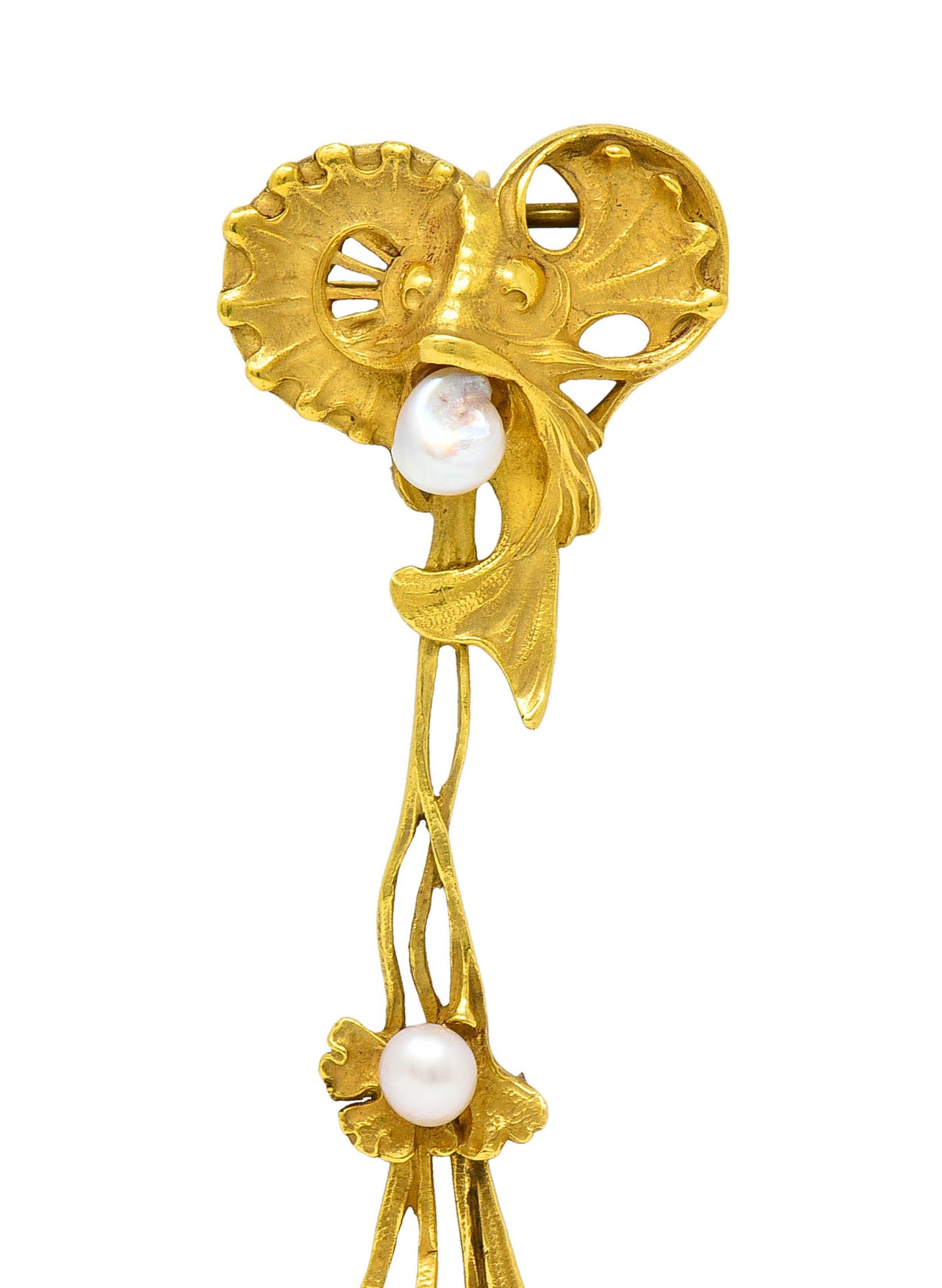 Art Nouveau Pearl 18 Karat Gold Sea Serpent Pendant BroochBrooch - Wilson's Estate Jewelry