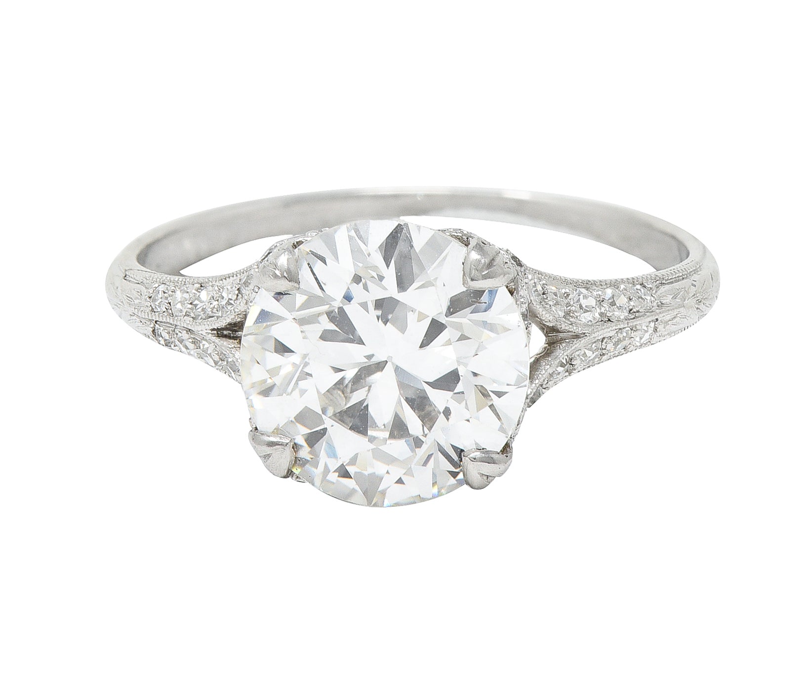 Art Deco 2.35 CTW Diamond Platinum Fleur-De-Lis Engagement Ring GIA Wilson's Estate Jewelry