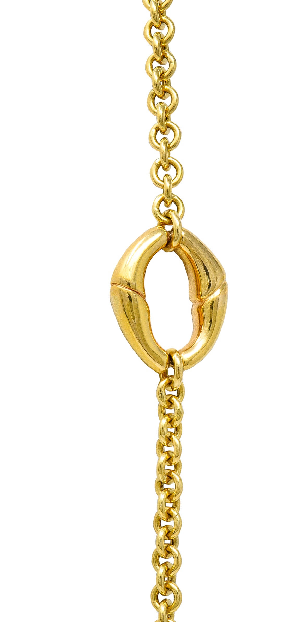 Gucci Contemporary 18 Karat Yellow Gold Bamboo Link Station Necklace Wilson's Estate Jewelry