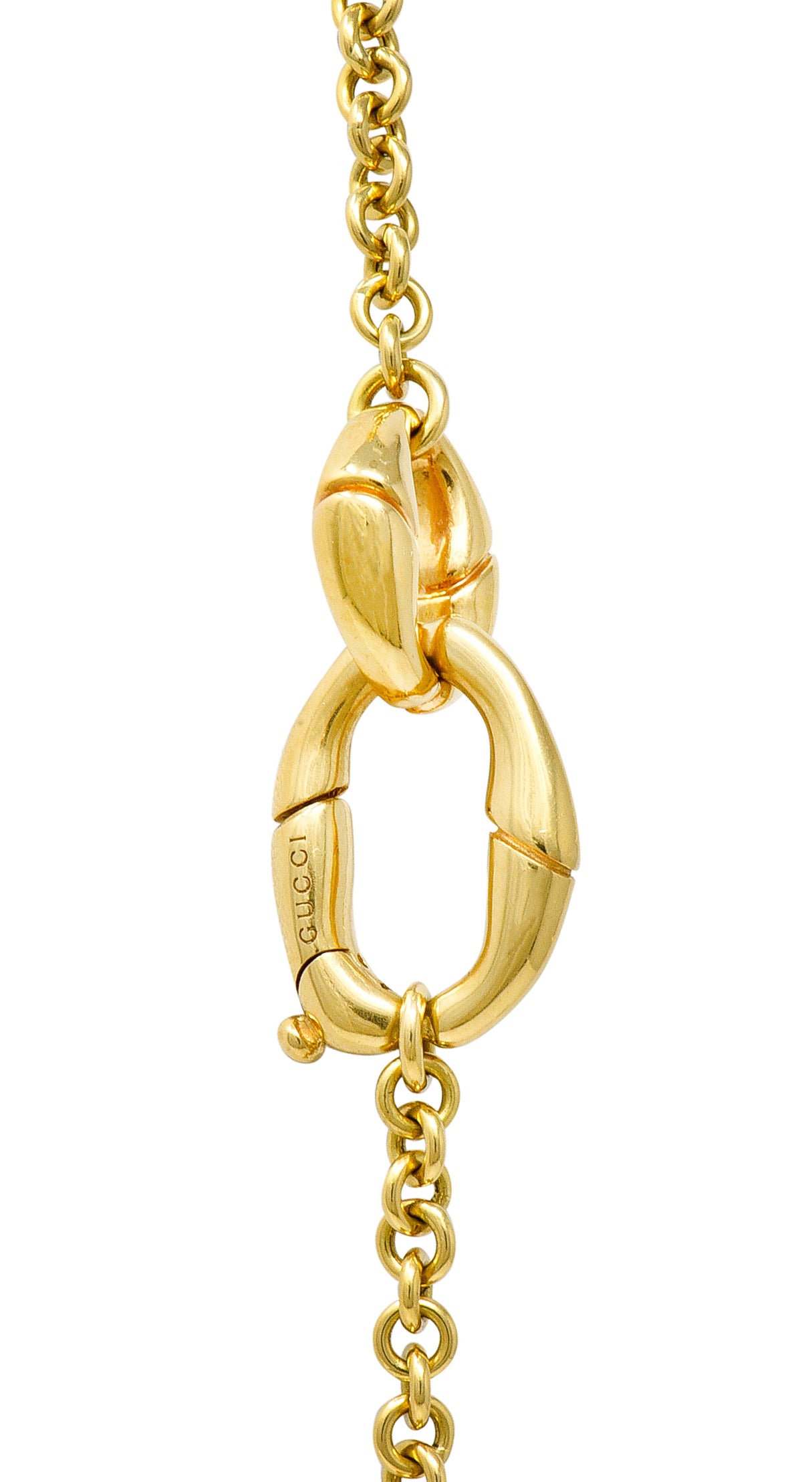 Gucci Contemporary 18 Karat Yellow Gold Bamboo Link Station Necklace Wilson's Estate Jewelry