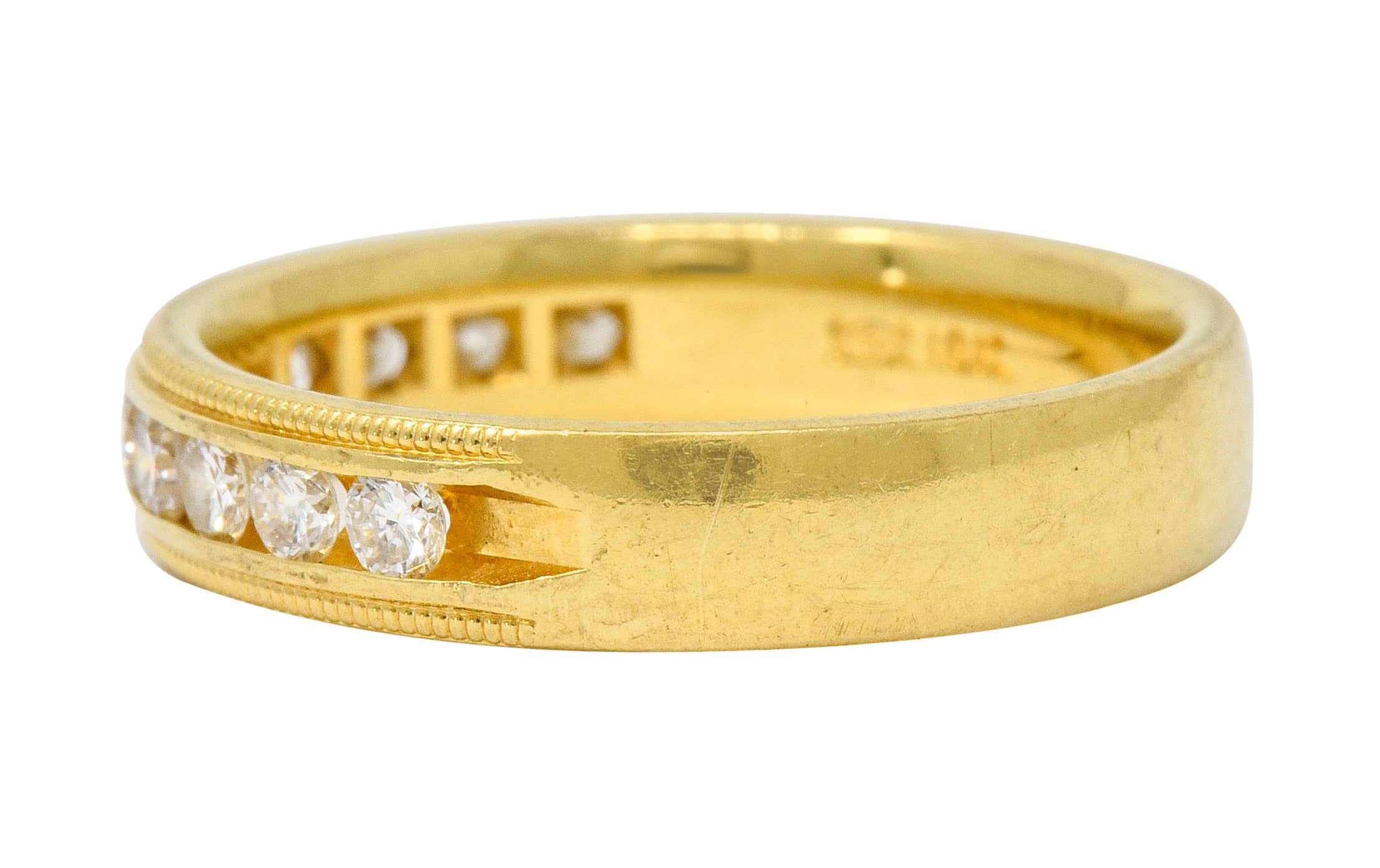 Contemporary Diamond 18 Karat Gold Wedding Anniversary Band Ring - Wilson's Estate Jewelry