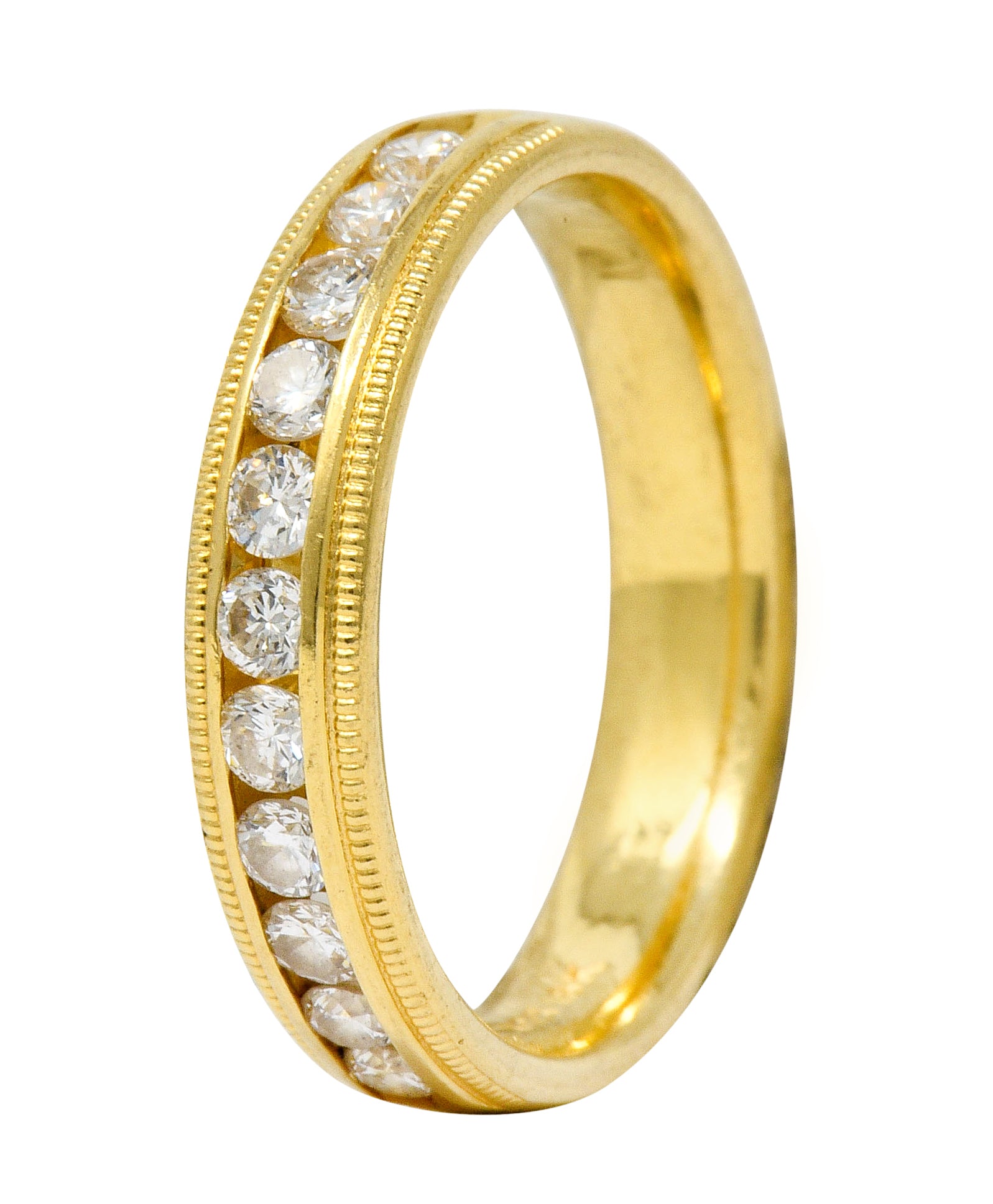 Contemporary Diamond 18 Karat Gold Wedding Anniversary Band Ring - Wilson's Estate Jewelry