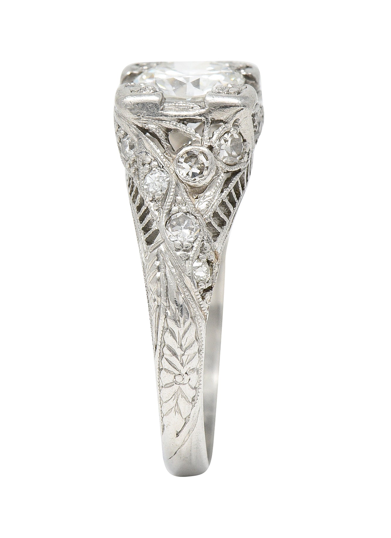 Art Deco 1928 1.18 CTW Old European Cut Diamond Platinum Twist Engagement Ring