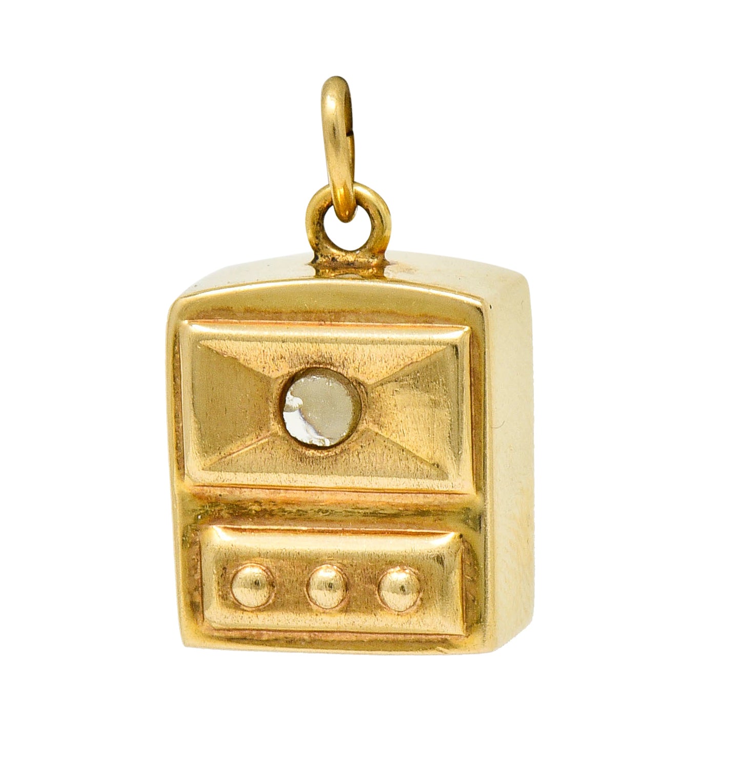 Art Deco 14 Karat Gold Stanhope Microphoto New York Charm - Wilson's Estate Jewelry