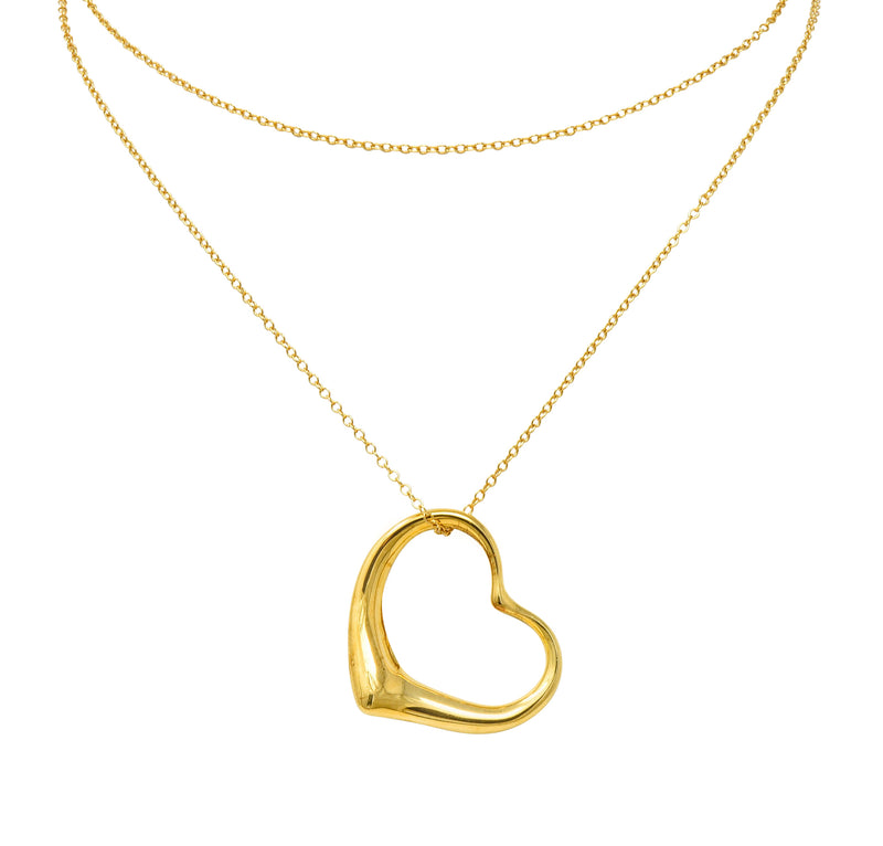 Elsa Peretti Open Heart Pendant in Yellow Gold, 7 mm