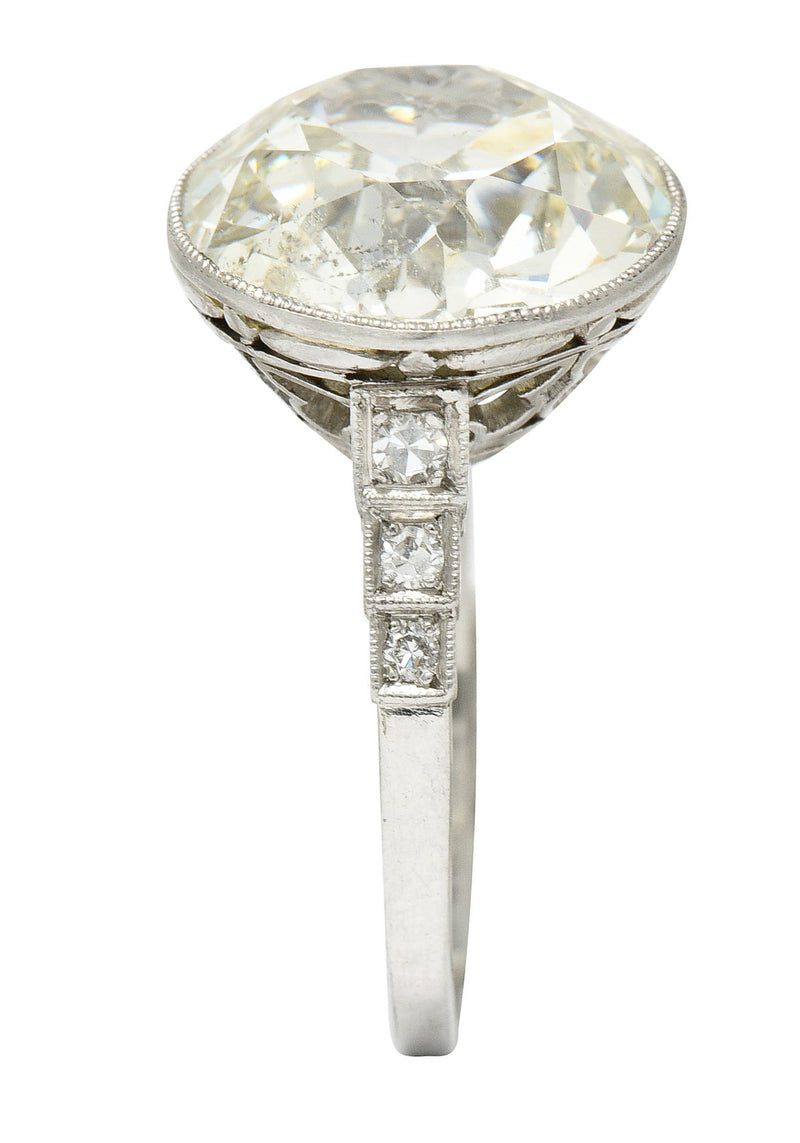Art Deco 7.21 CTW Old European Diamond Platinum Butterfly Engagement RingRing - Wilson's Estate Jewelry