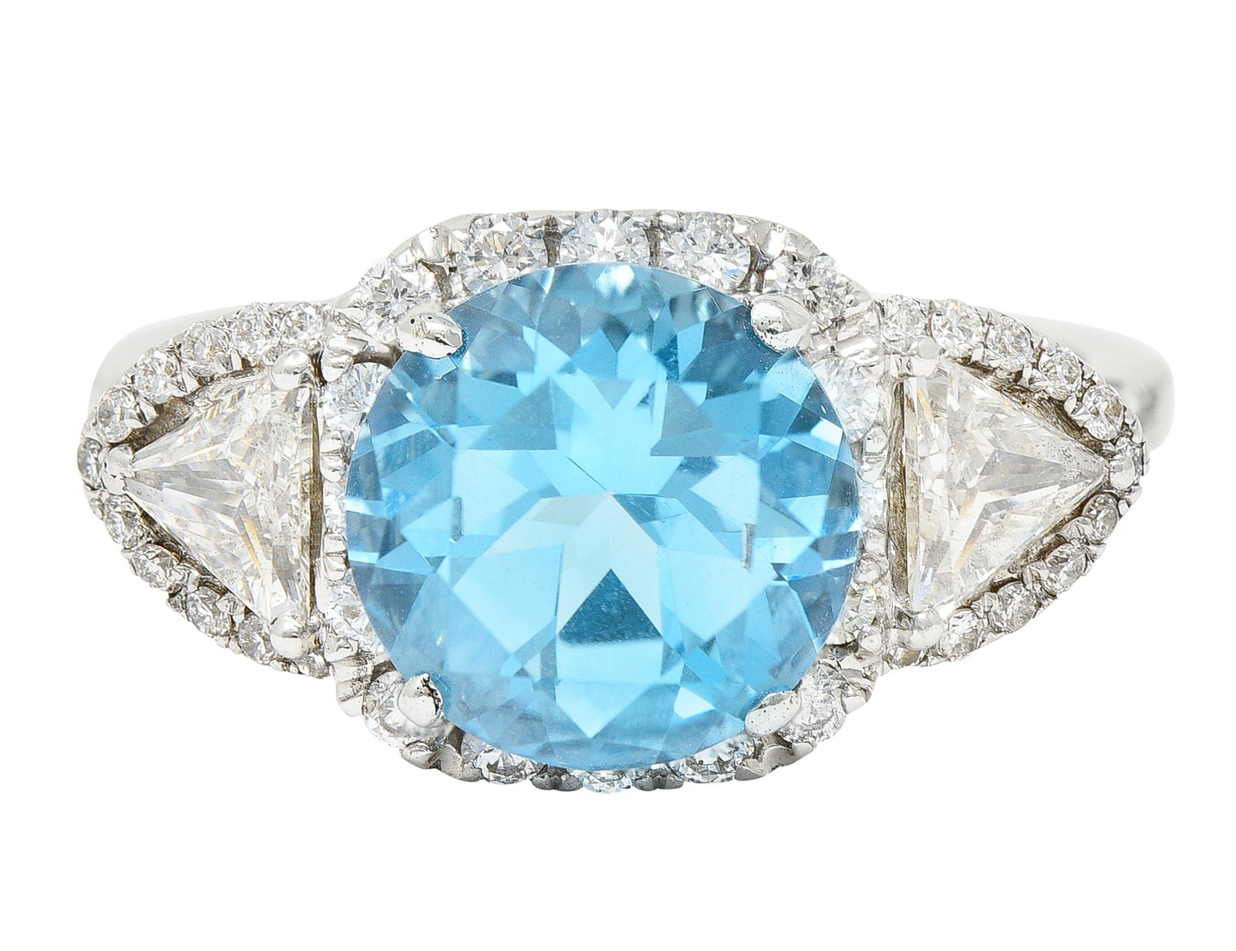 Contemporary Blue Topaz Diamond 18 Karat White Gold Gemstone Ring Wilson's Estate Jewelry