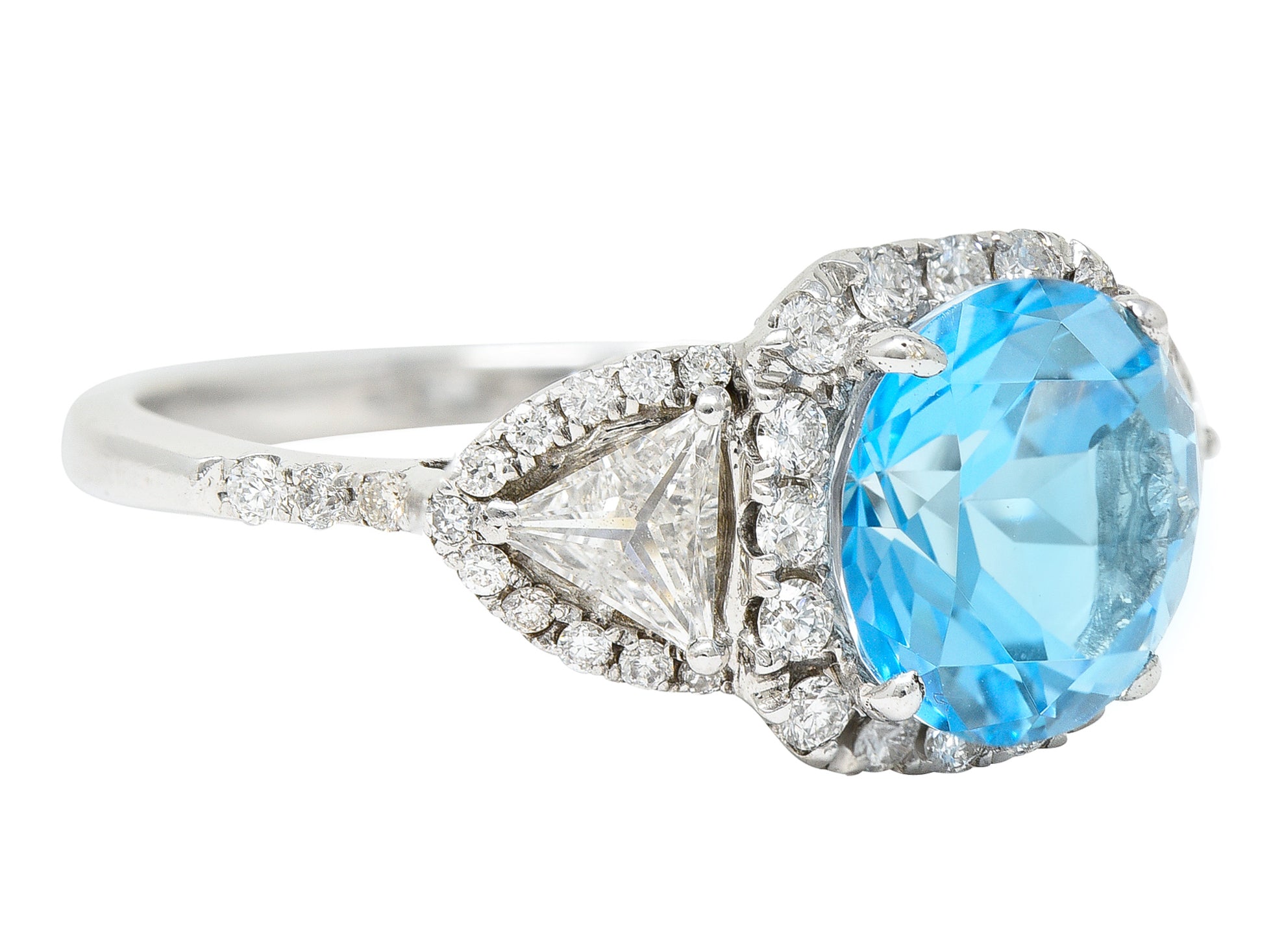 Contemporary Blue Topaz Diamond 18 Karat White Gold Gemstone Ring Wilson's Estate Jewelry