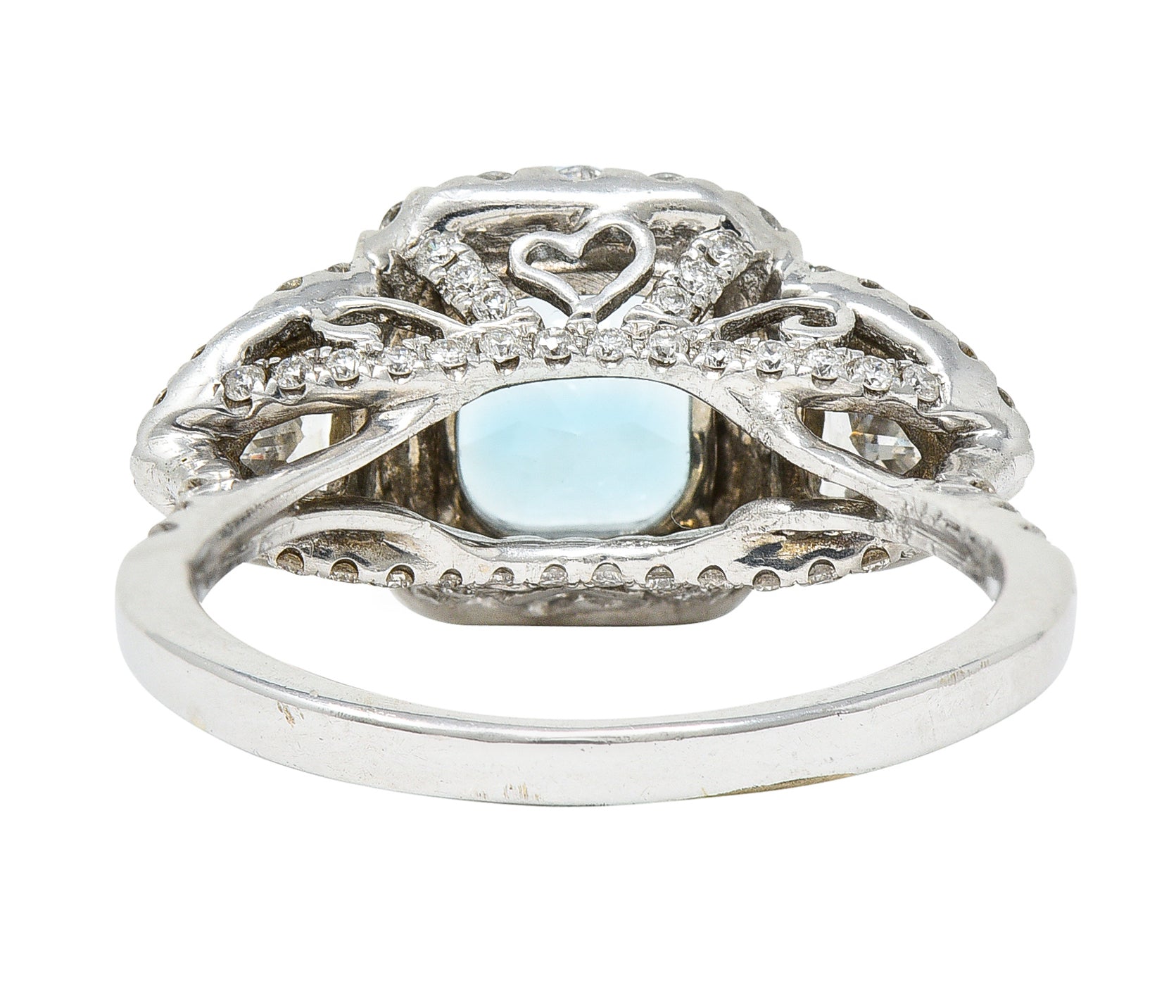 Contemporary Blue Topaz Diamond 18 Karat White Gold Gemstone Ring Wilson's Estate Jewelry