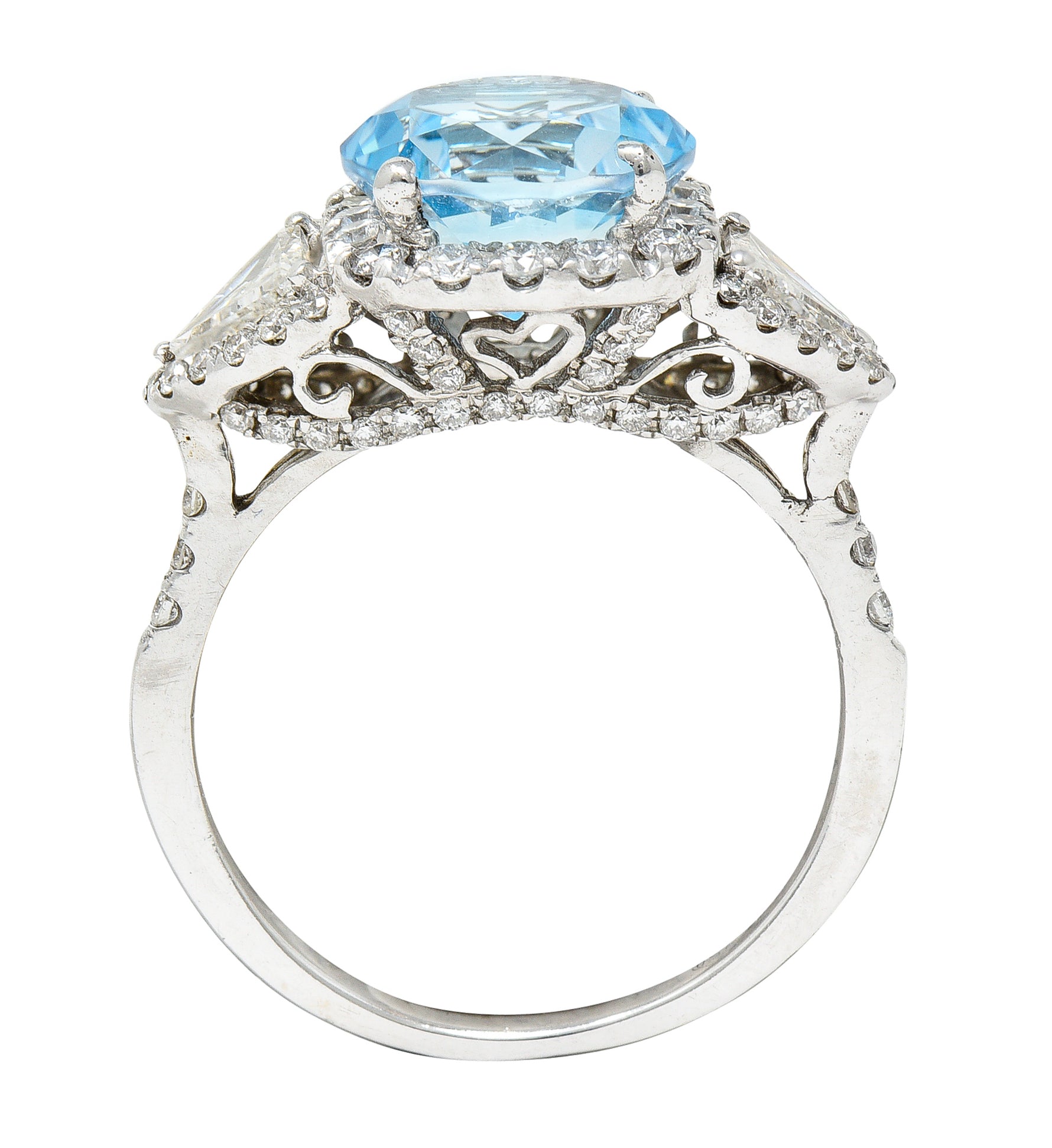 Contemporary Blue Topaz Diamond 18 Karat White Gold Gemstone Ring Wilson's Estate Jewelry