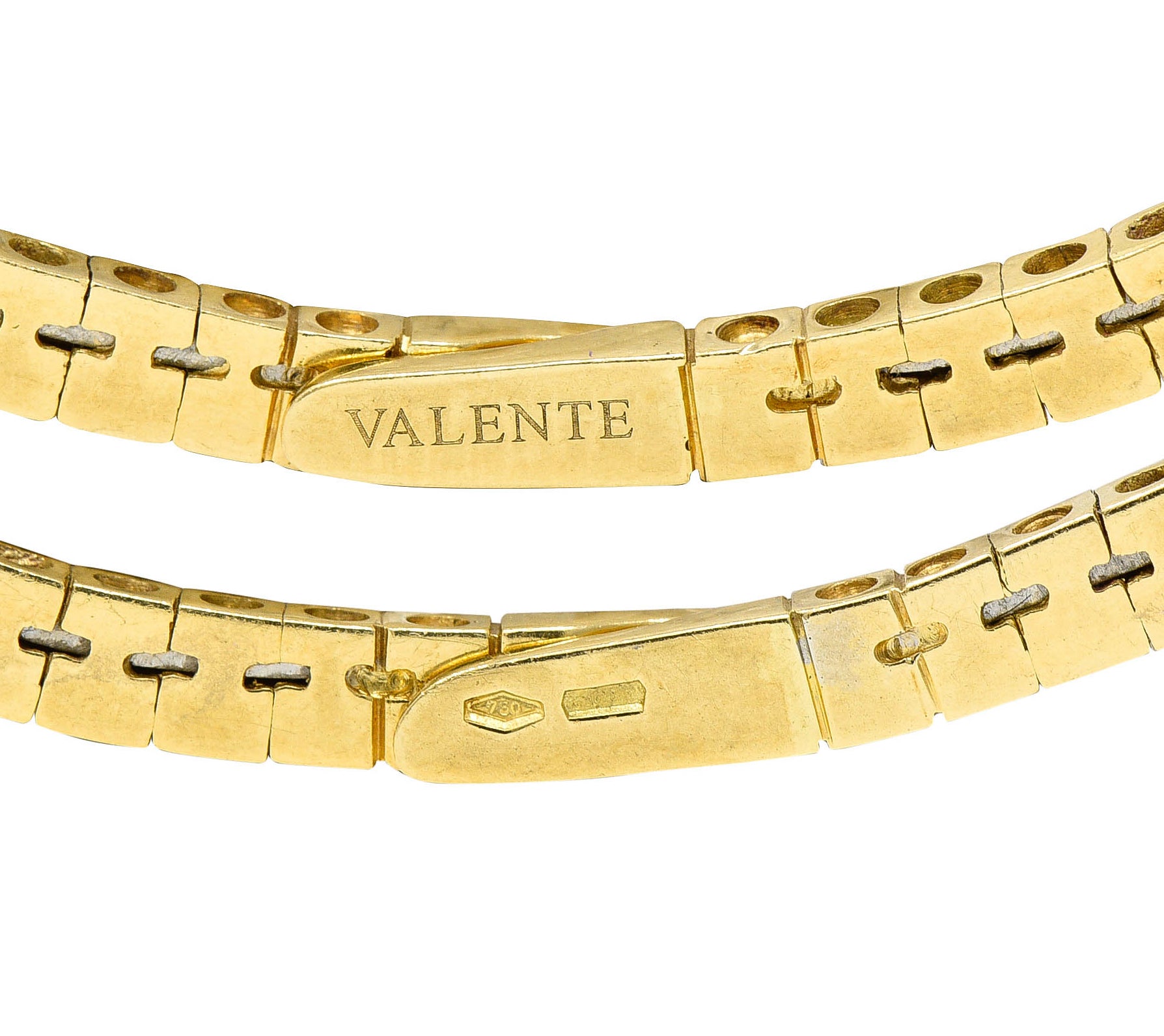 Valente 5.10 CTW Diamond Fancy Sapphire 18 Karat Gold Italian Cuff Braceletsbracelet - Wilson's Estate Jewelry