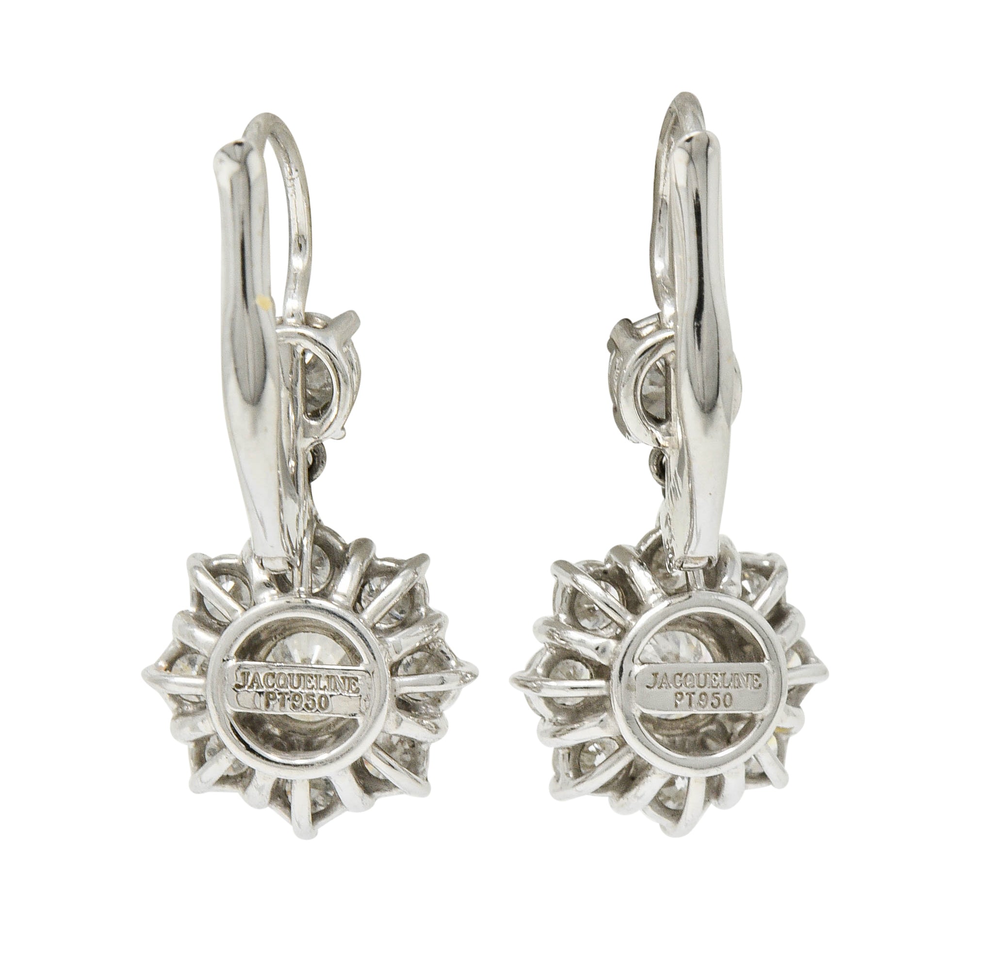 Dazzling 1.15 CTW Diamond Platinum Floral Cluster Drop EarringsEarrings - Wilson's Estate Jewelry