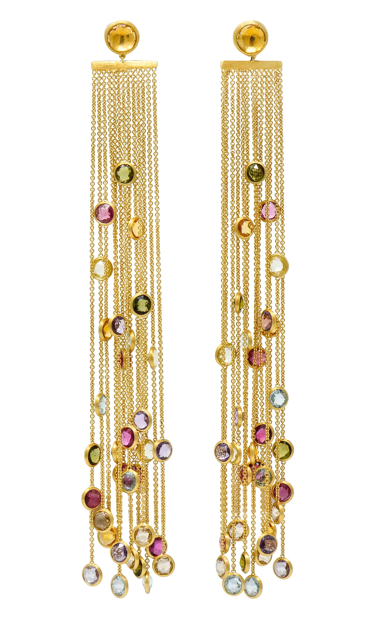 Substantial Marco Bicego Italian Multi-Gem 18 Karat Gold Jaipur Tassel Drop EarringsEarrings - Wilson's Estate Jewelry